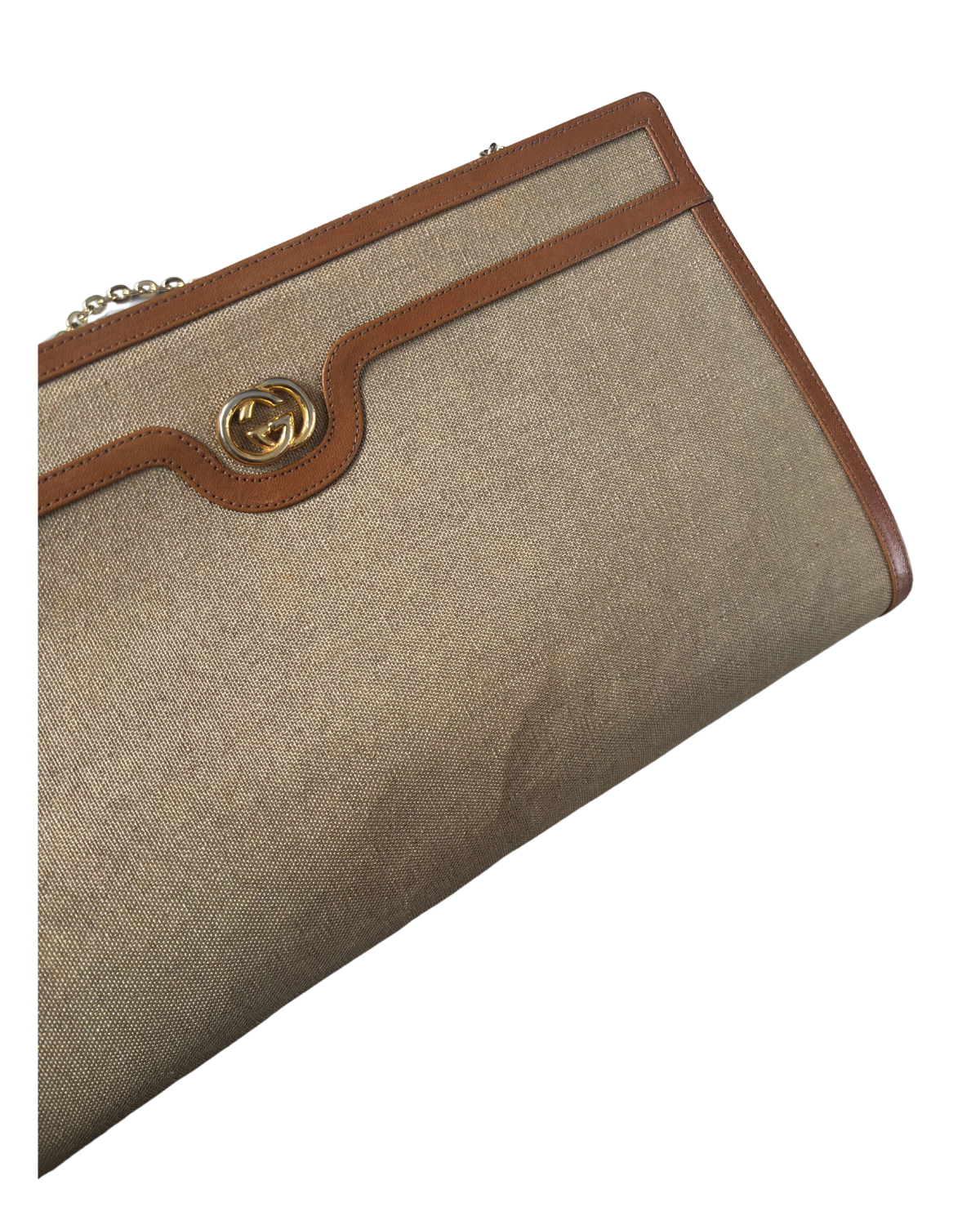 Gucci RARE Vintage Brown Canvas Clutch 2-Way Bag