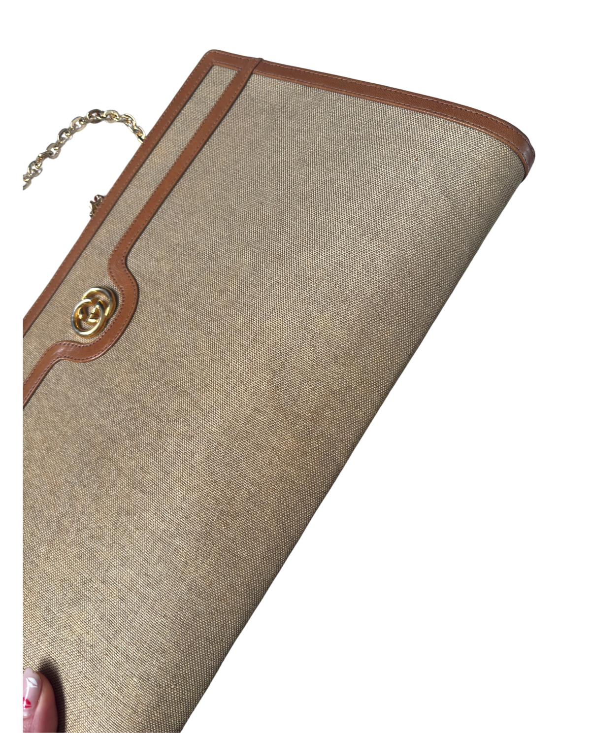 Gucci RARE Vintage Brown Canvas Clutch 2-Way Bag