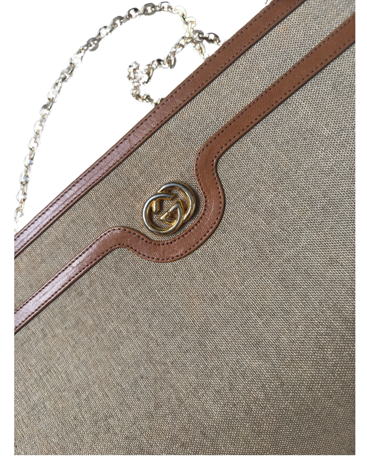 Gucci RARE Vintage Brown Canvas Clutch 2-Way Bag
