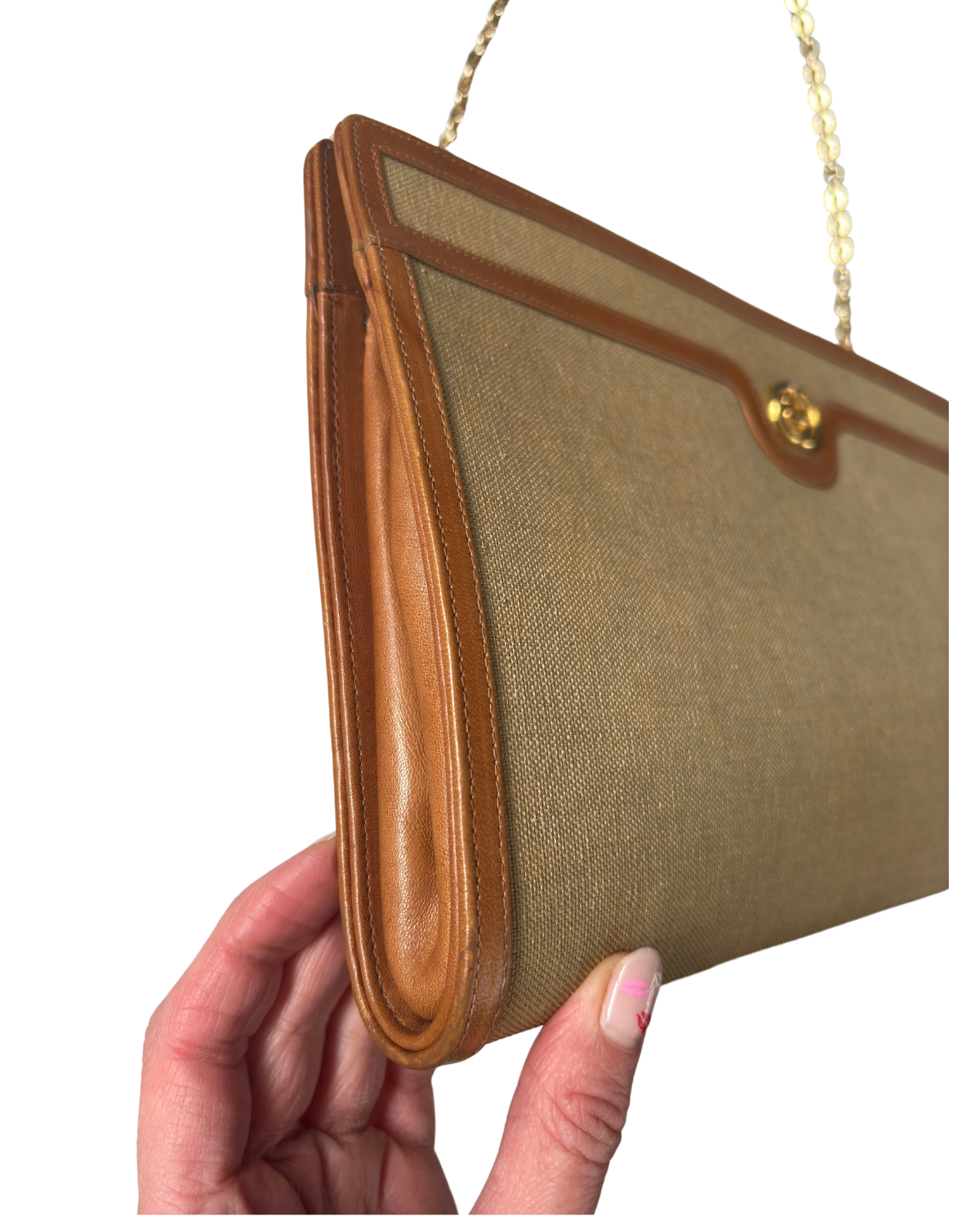 Gucci RARE Vintage Brown Canvas Clutch 2-Way Bag