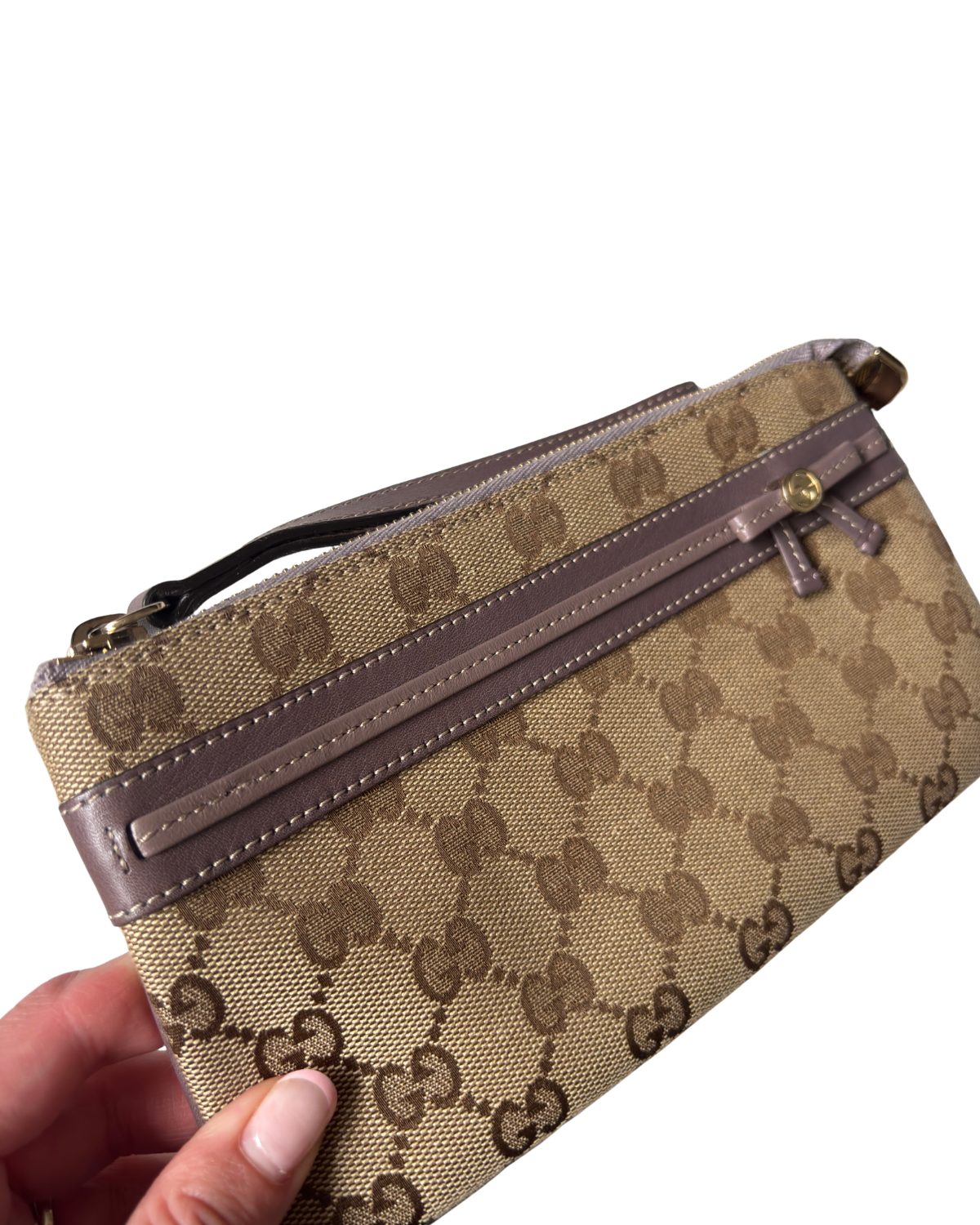 Gucci GG Canvas Wristlet with Bow