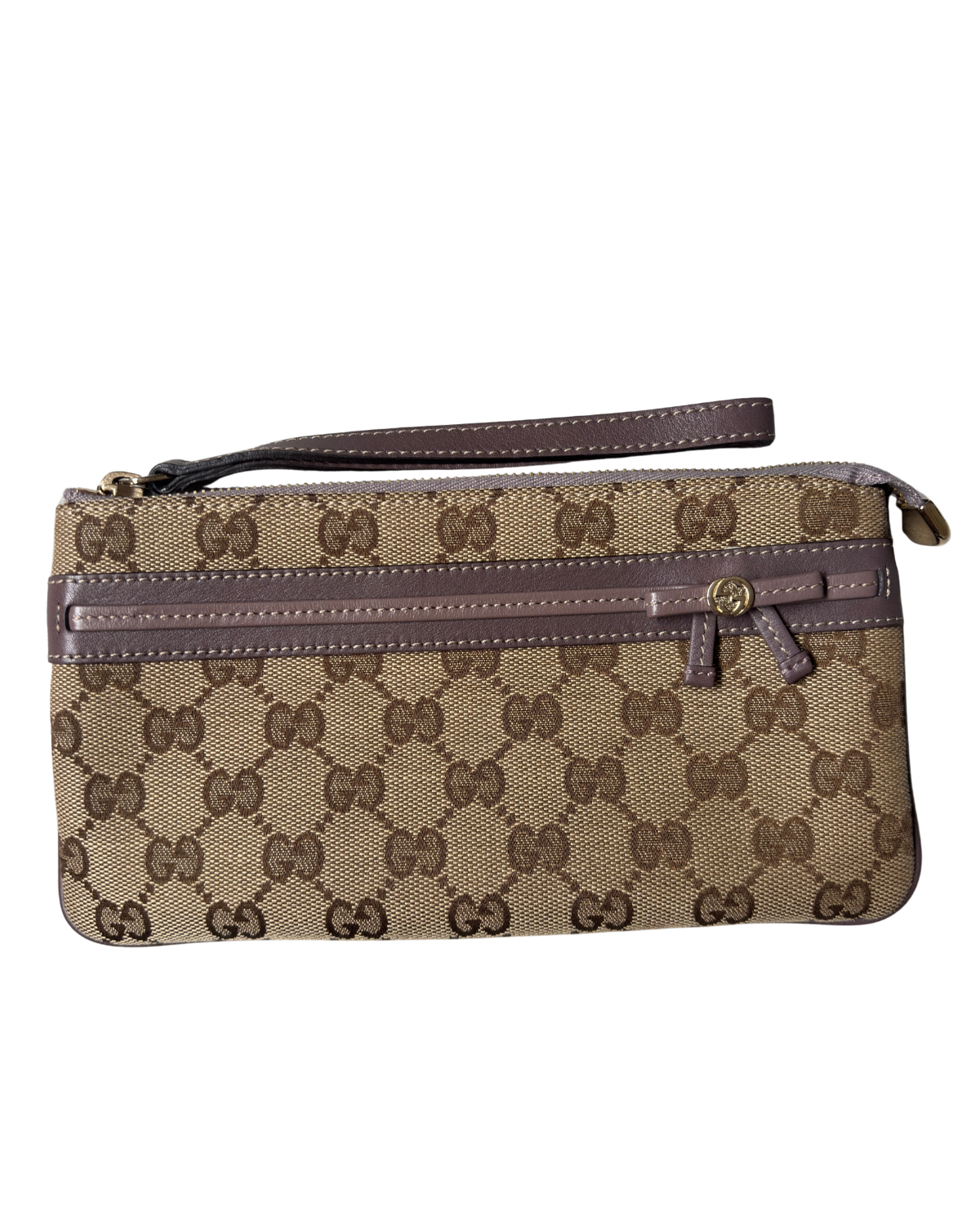 Gucci GG Canvas Wristlet with Bow