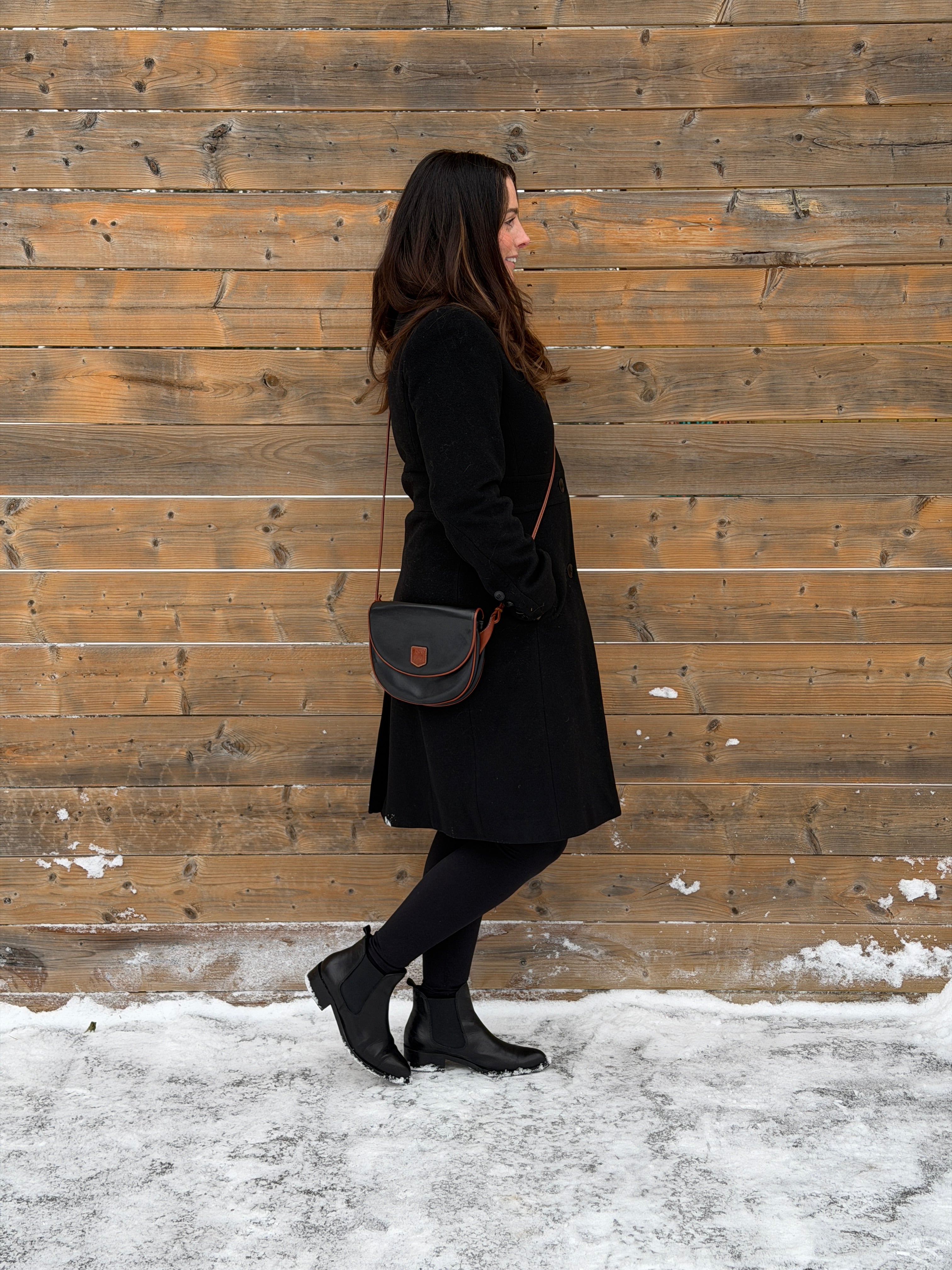Celine Vintage  Black Leather with Brown Trim Crossbody