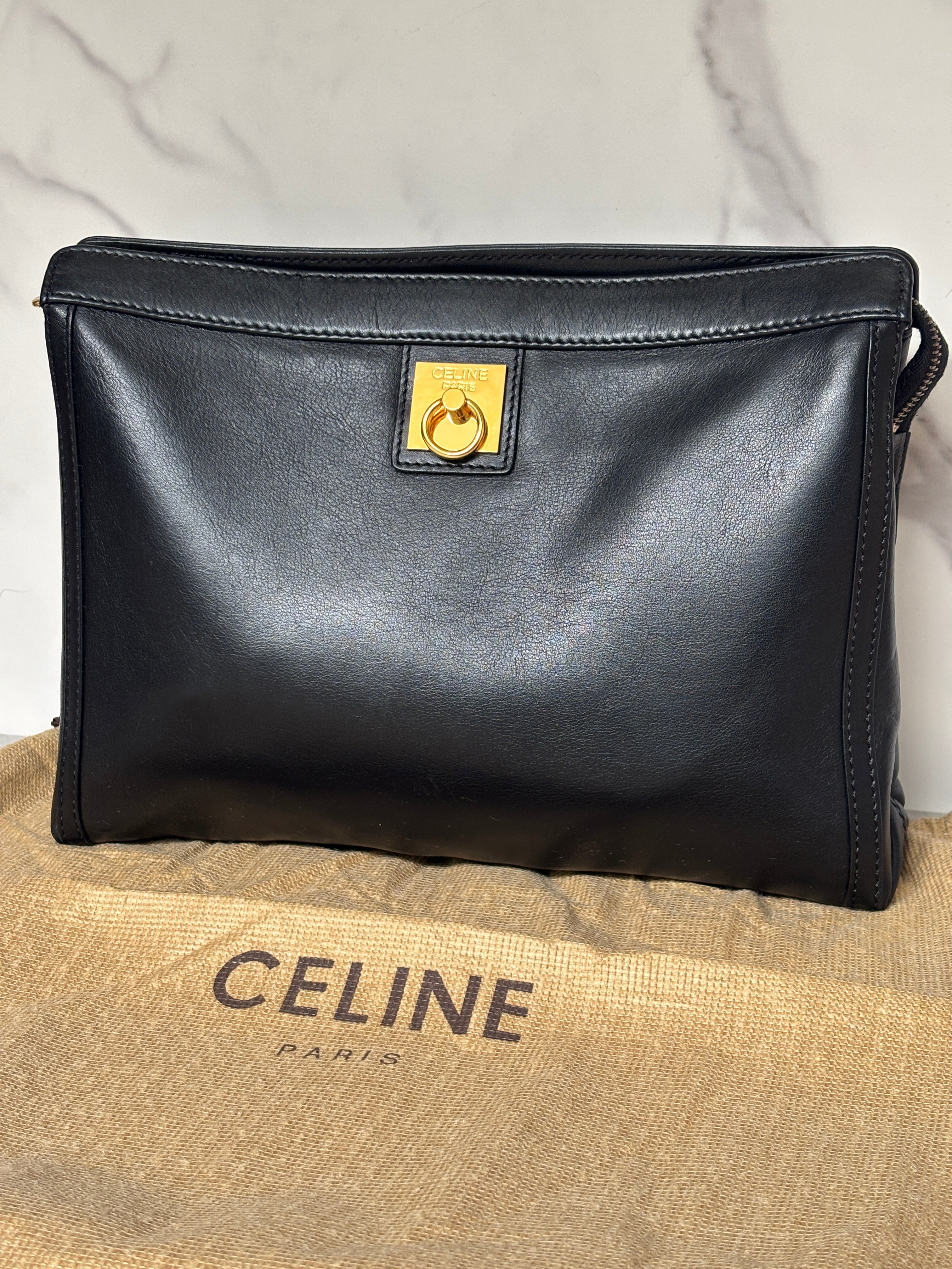 CELINE Black Leather Clutch (2003)