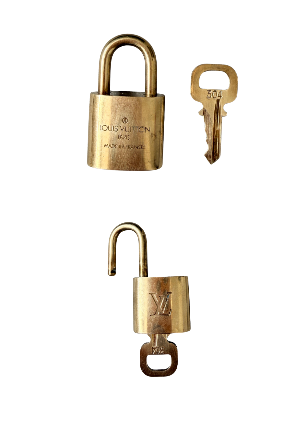 Louis Vuitton Vintage Brass Lock & Key #304