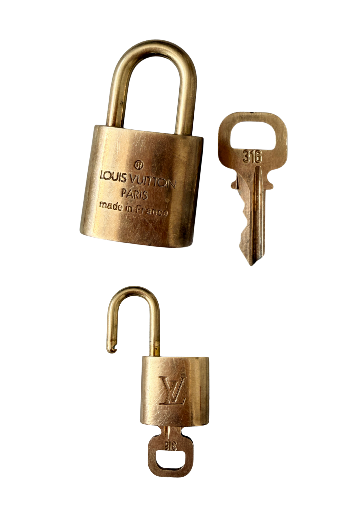 Louis Vuitton Vintage Brass Lock & Key #316