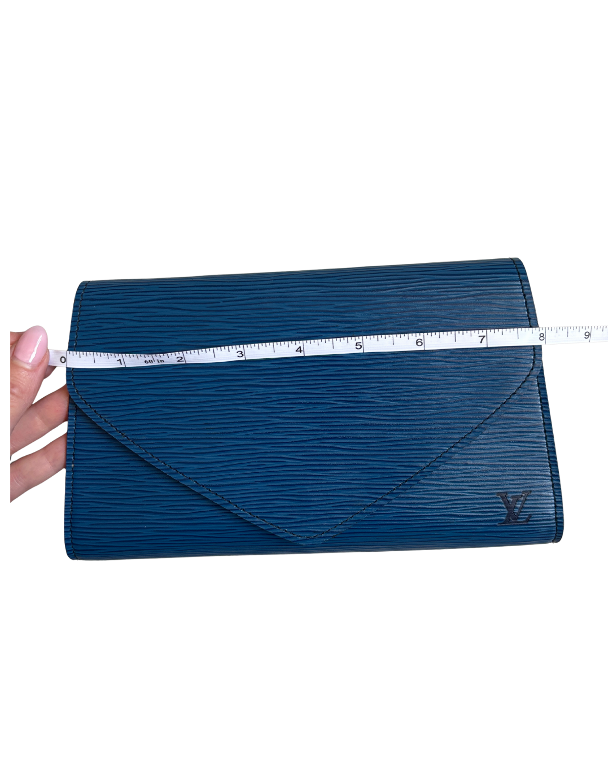 Louis Vuitton Art Deco Toledo Blue Epi Leather Clutch PM