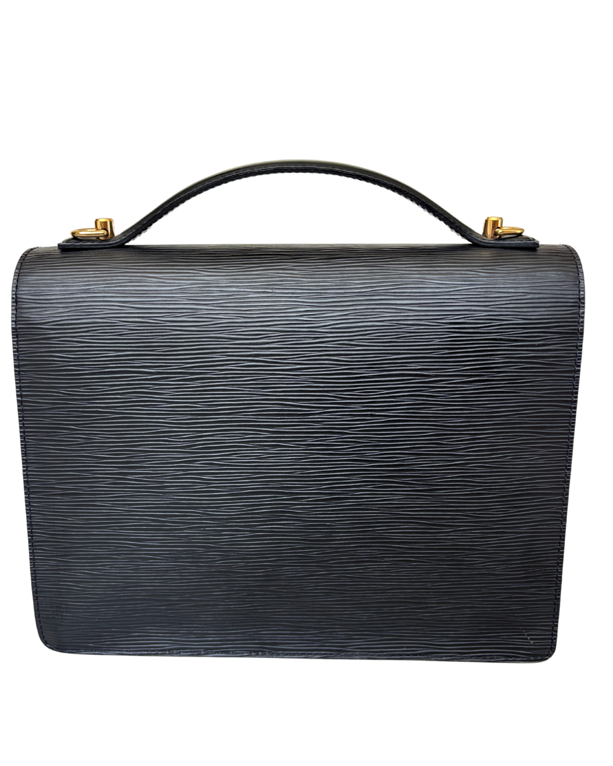Vintage Louis Vuitton Black Epi Marceau Handbag (2002) with generic strap