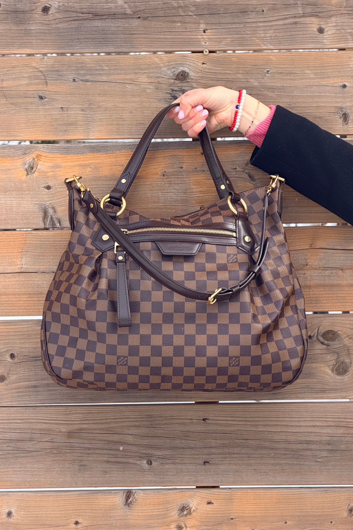 Louis Vuitton Damier Ebene Evora MM Shoulder Bag (2011)