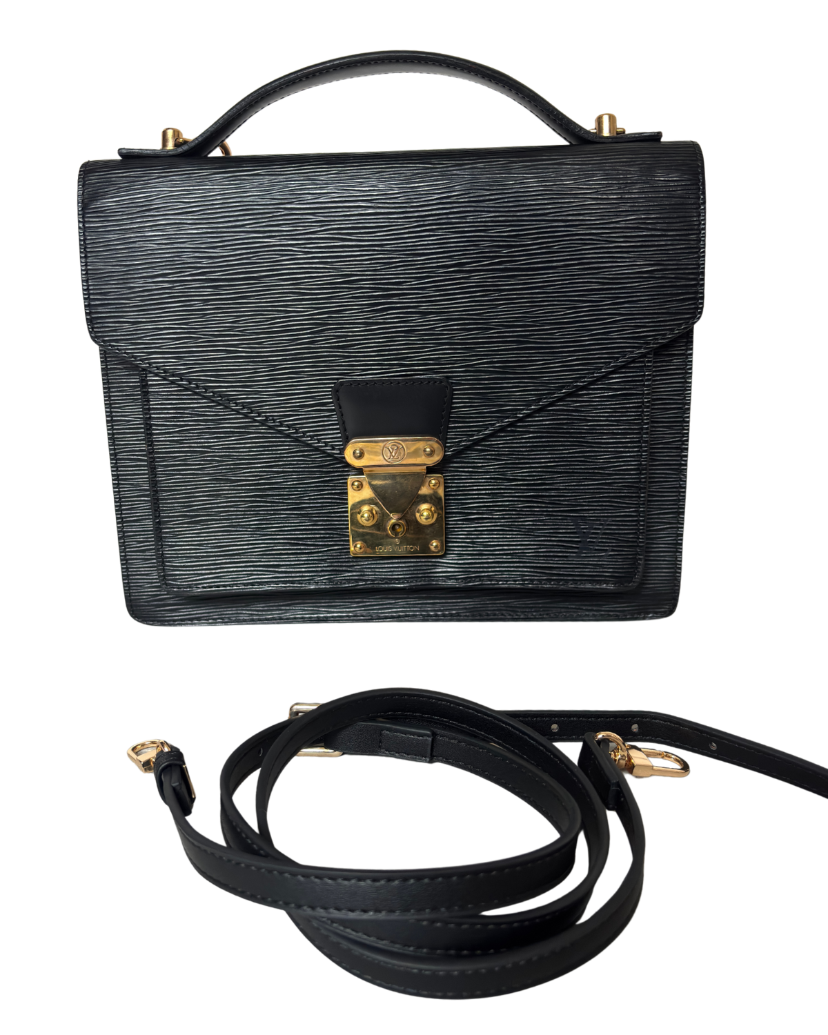 Vintage Louis Vuitton Black Epi Marceau Handbag (1994) Generic Chain / Strap Included