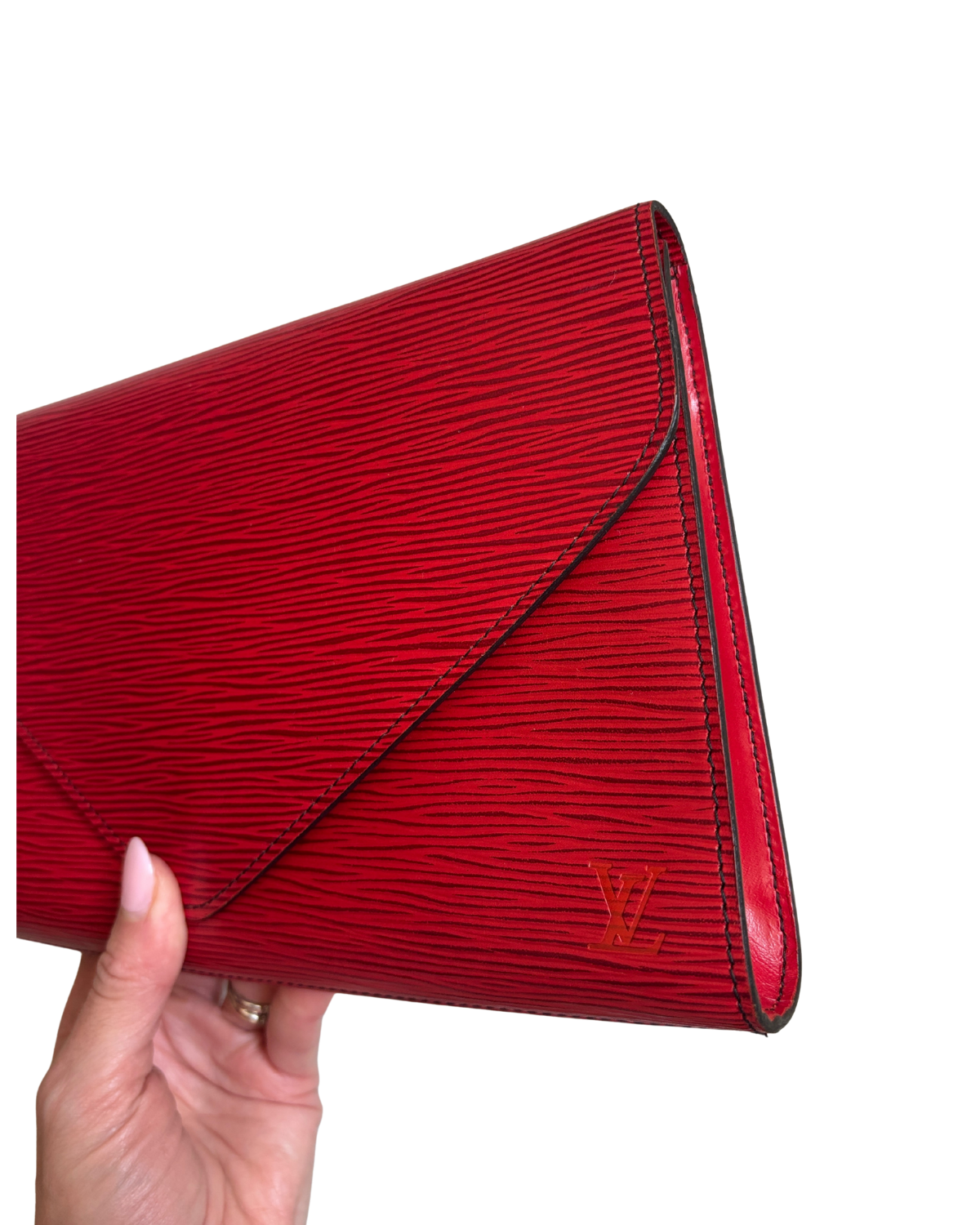 Louis Vuitton Art Deco Castille Red Epi Leather Clutch MM (1988)