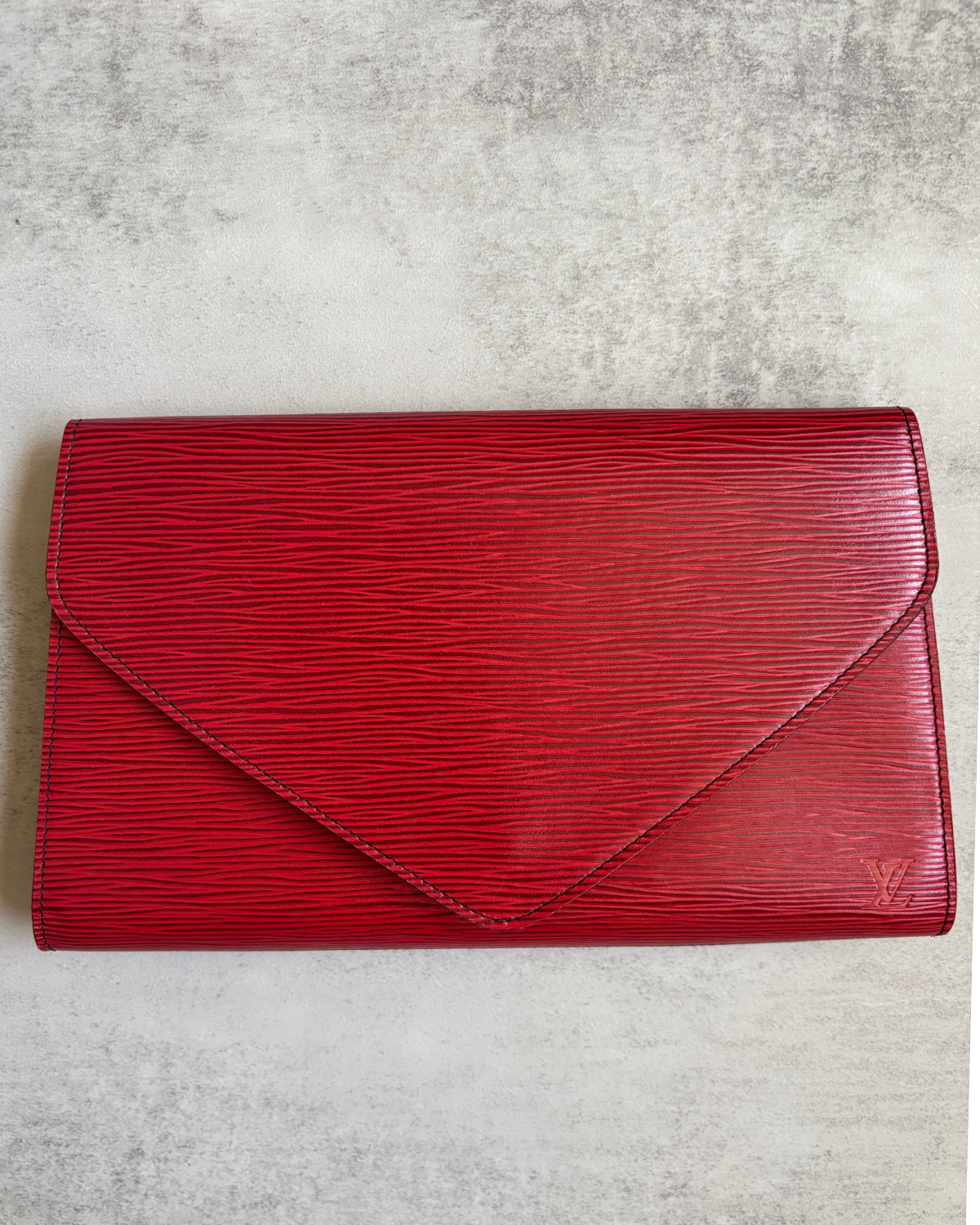 Louis Vuitton Art Deco Castille Red Epi Leather Clutch MM (1988)