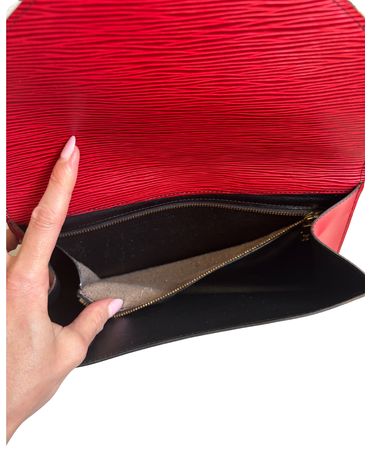 Louis Vuitton Art Deco Castille Red Epi Leather Clutch MM (1988)