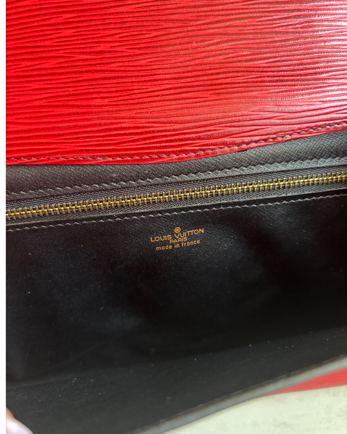 Louis Vuitton Art Deco Castille Red Epi Leather Clutch MM (1988)