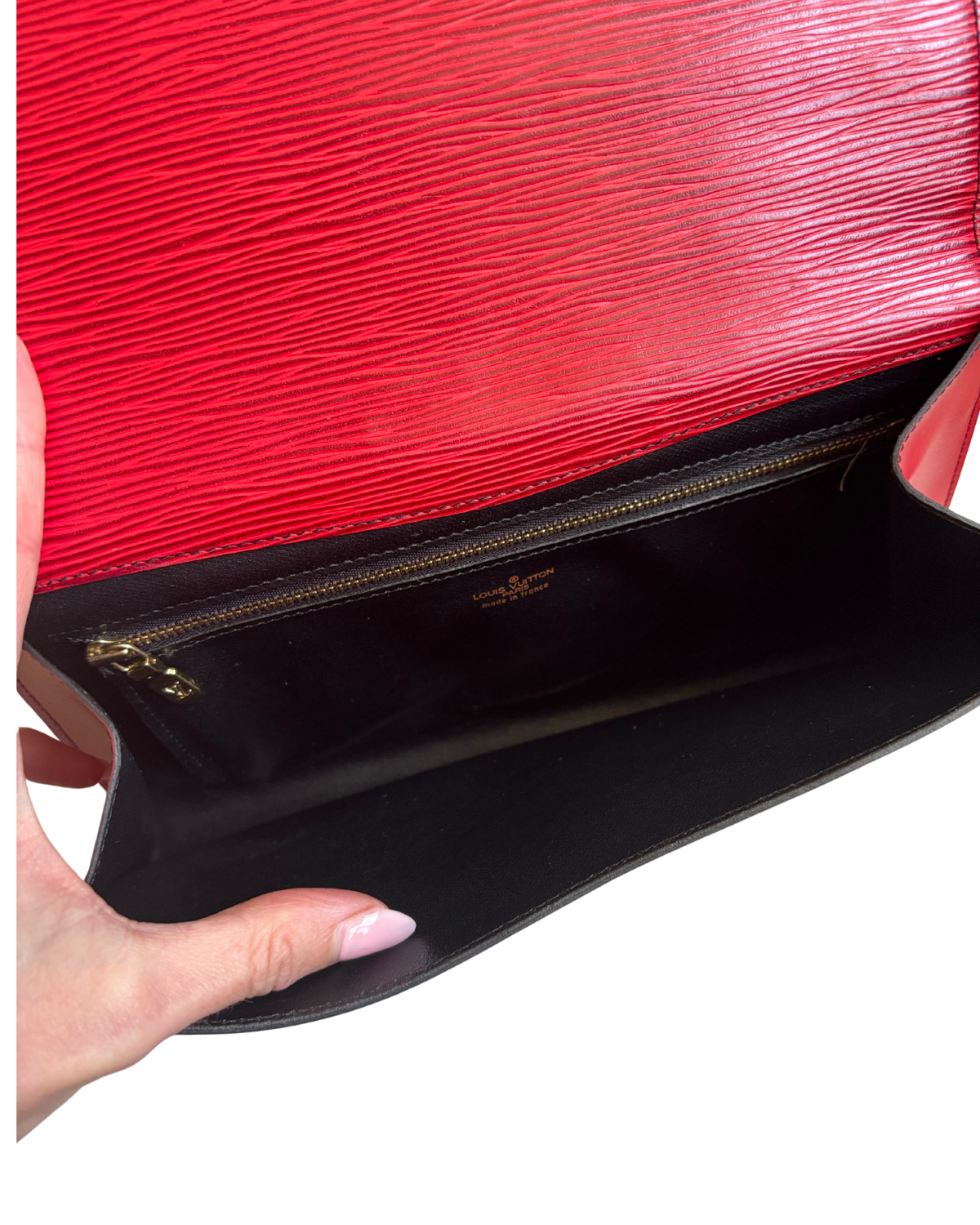 Louis Vuitton Art Deco Castille Red Epi Leather Clutch MM (1988)