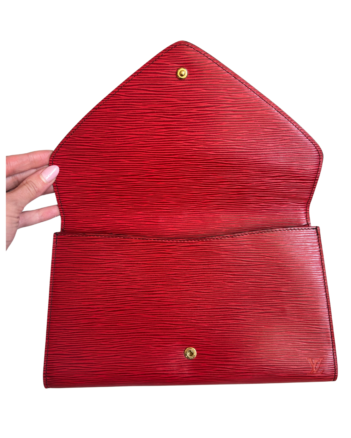 Louis Vuitton Art Deco Castille Red Epi Leather Clutch MM (1988)