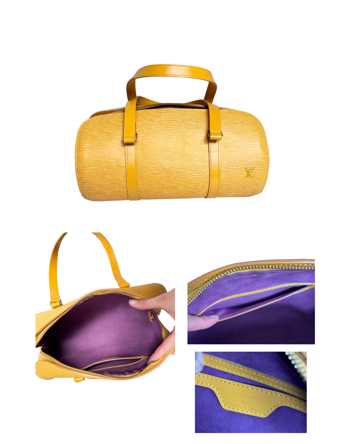 Louis Vuitton Yellow Epi Leather Soufflot Bag with Accessories Pochette