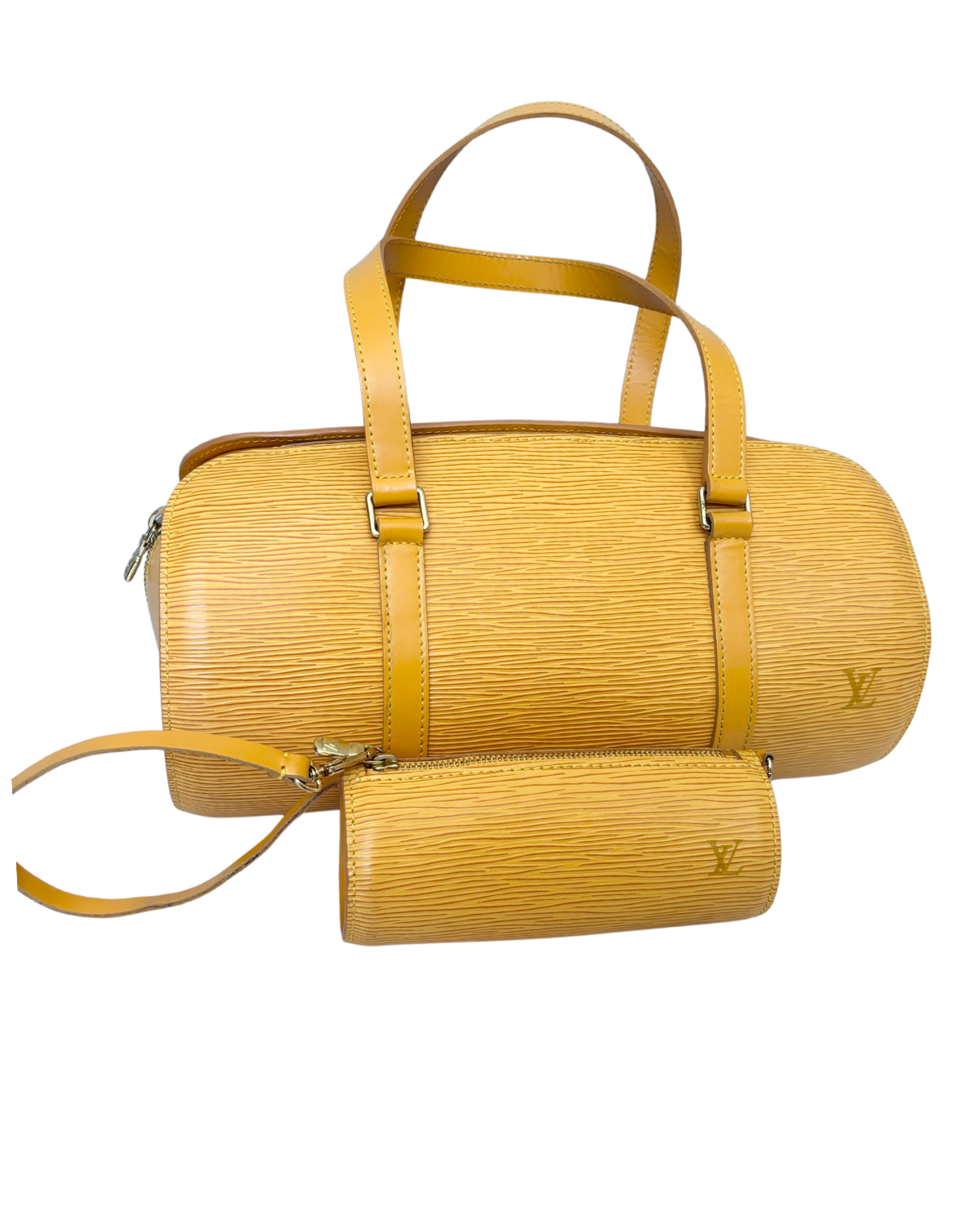 Louis Vuitton Yellow Epi Leather Soufflot Bag with Accessories Pochette