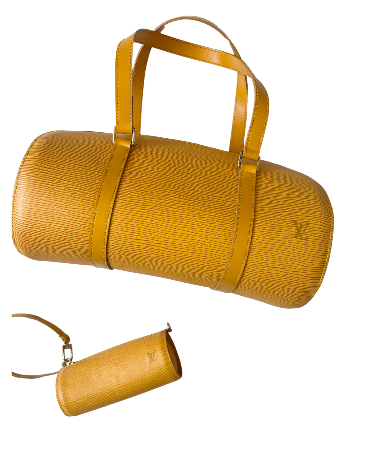 Louis Vuitton Yellow Epi Leather Soufflot Bag with Accessories Pochette