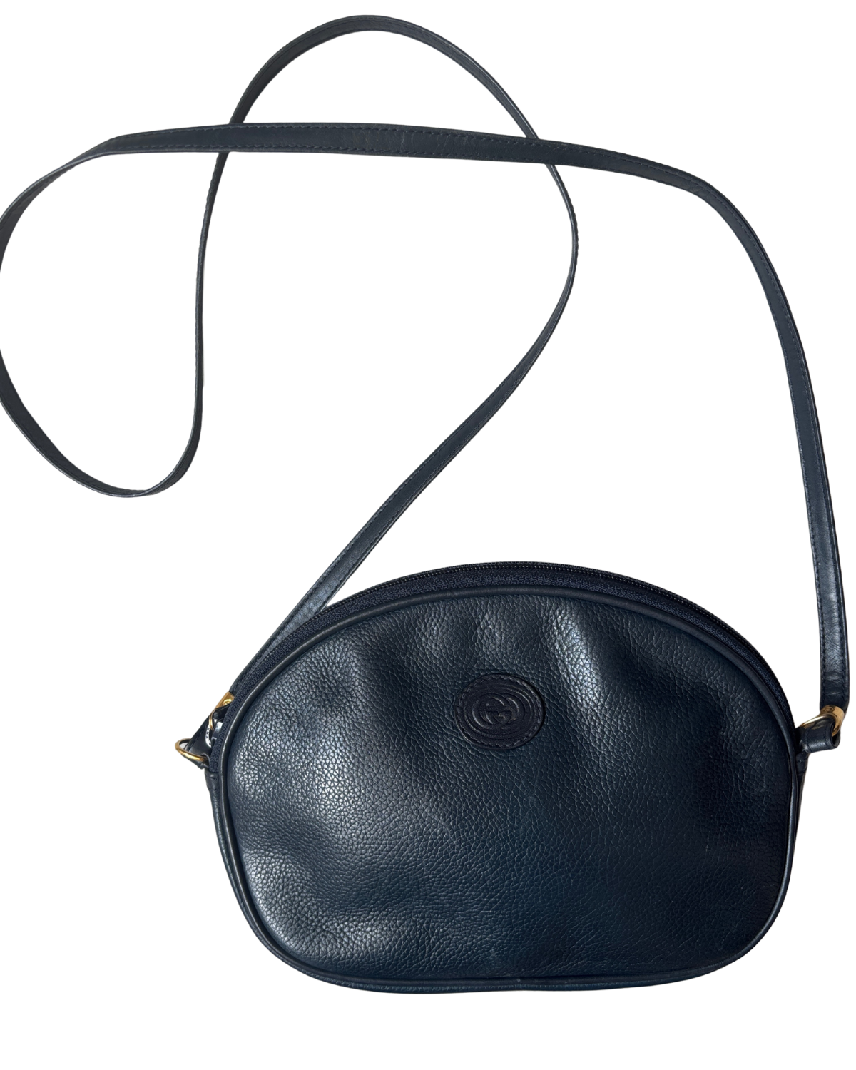 Vintage Gucci Navy Leather Sling Bag