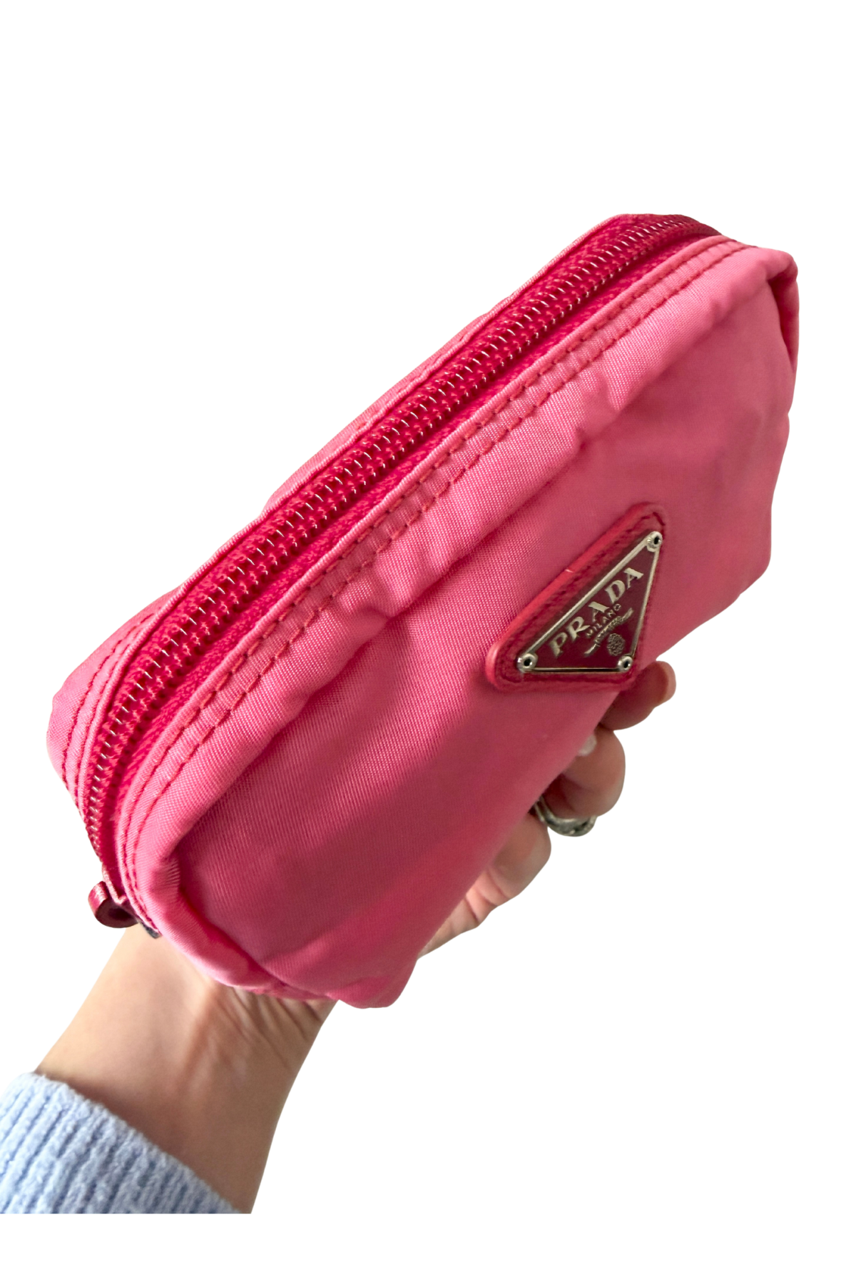 PRADA Pink Nylon Peonia Pouch