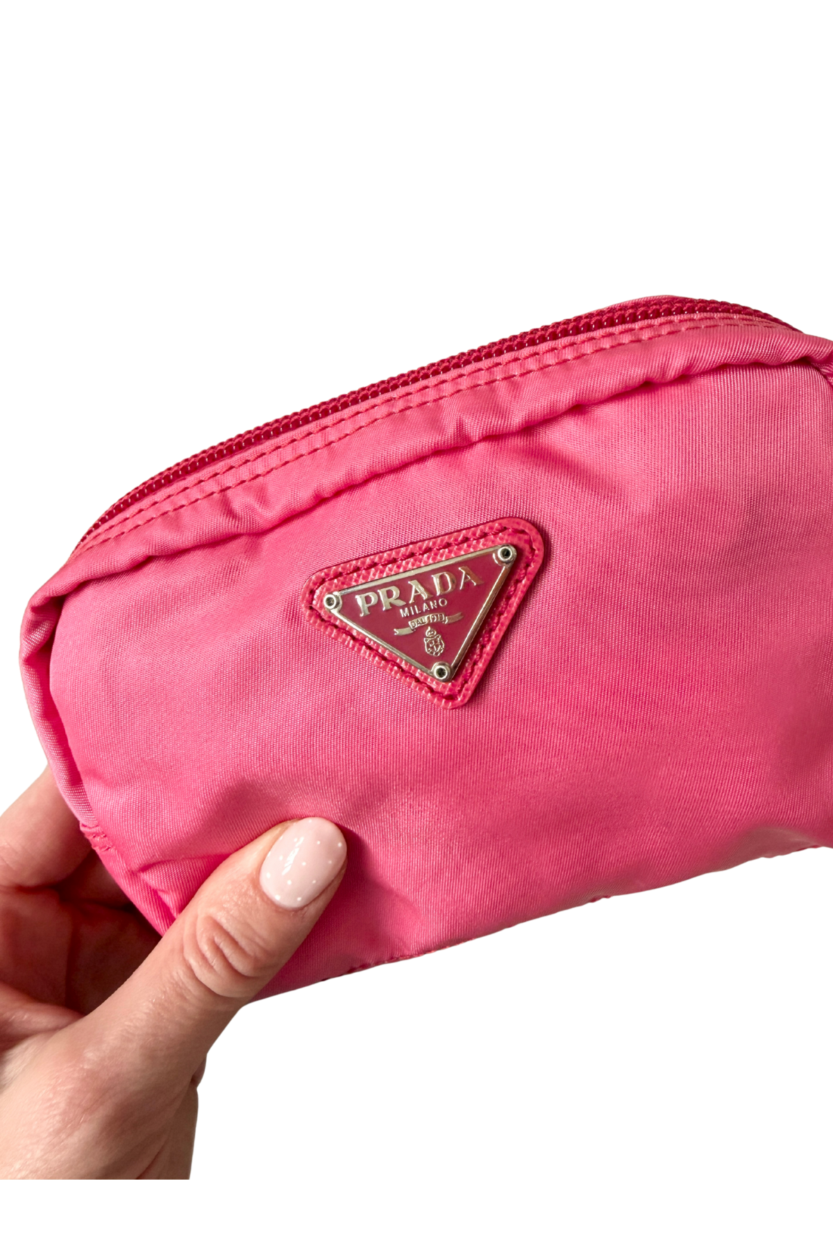 PRADA Pink Nylon Peonia Pouch