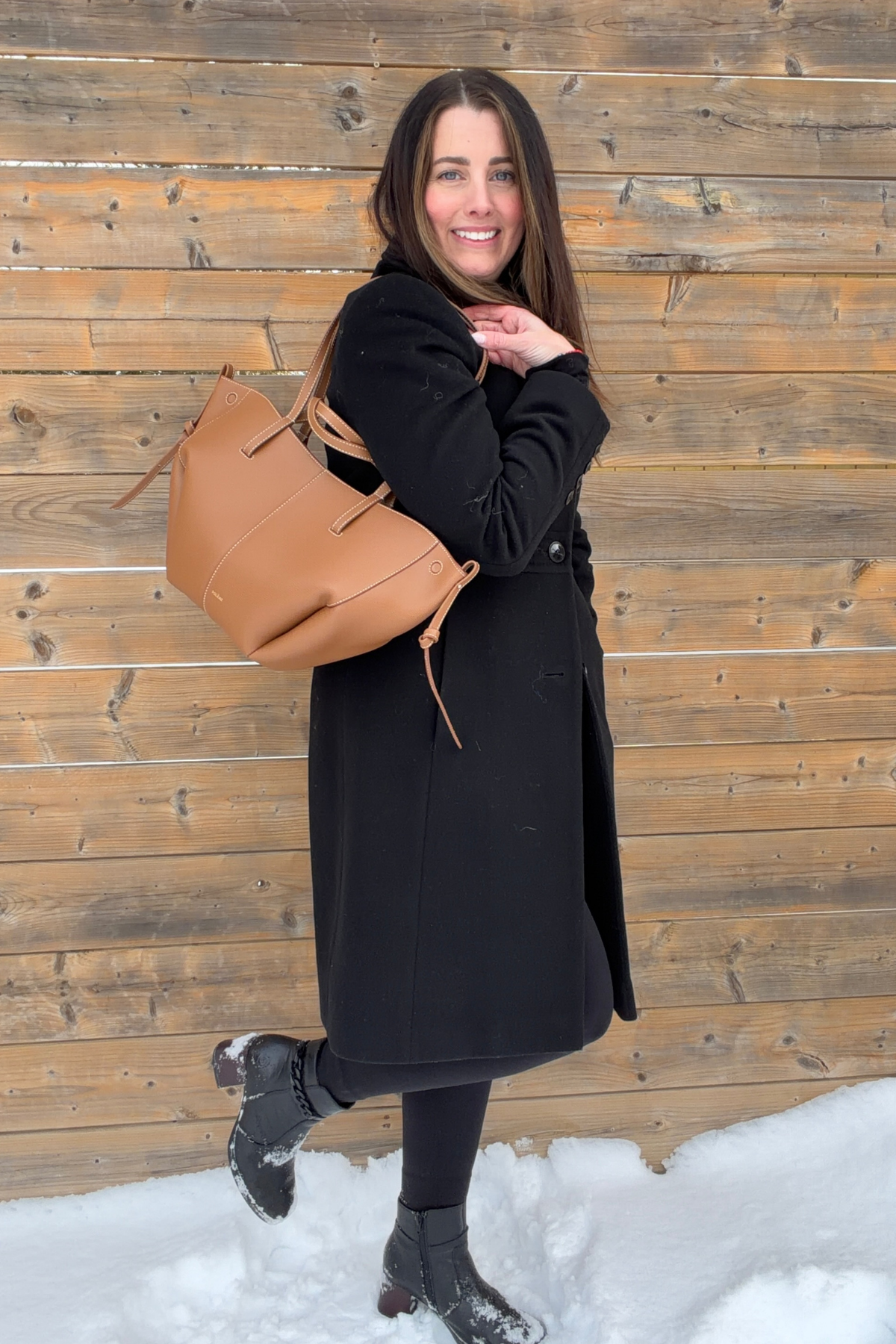 Polène Cyme Mini Textured Camel Tote