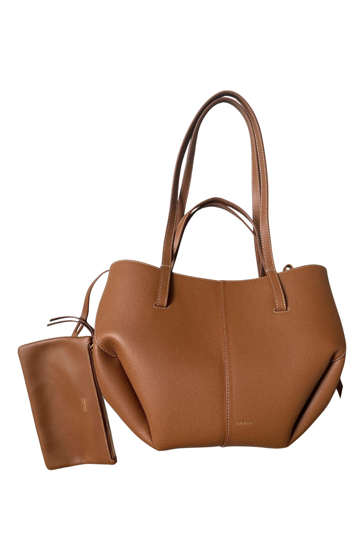 Polène Cyme Mini Textured Camel Tote