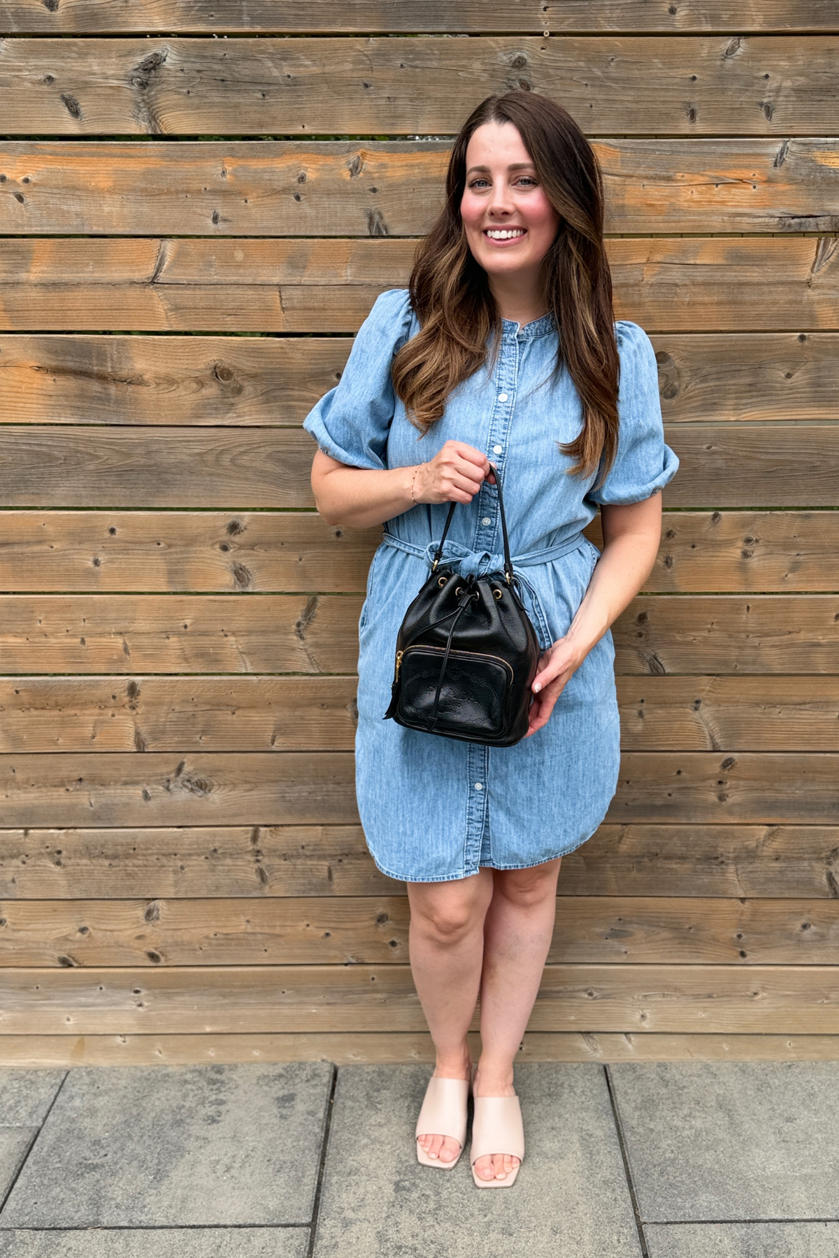 Prada Glace Calf Logo Embossed Bucket Bag