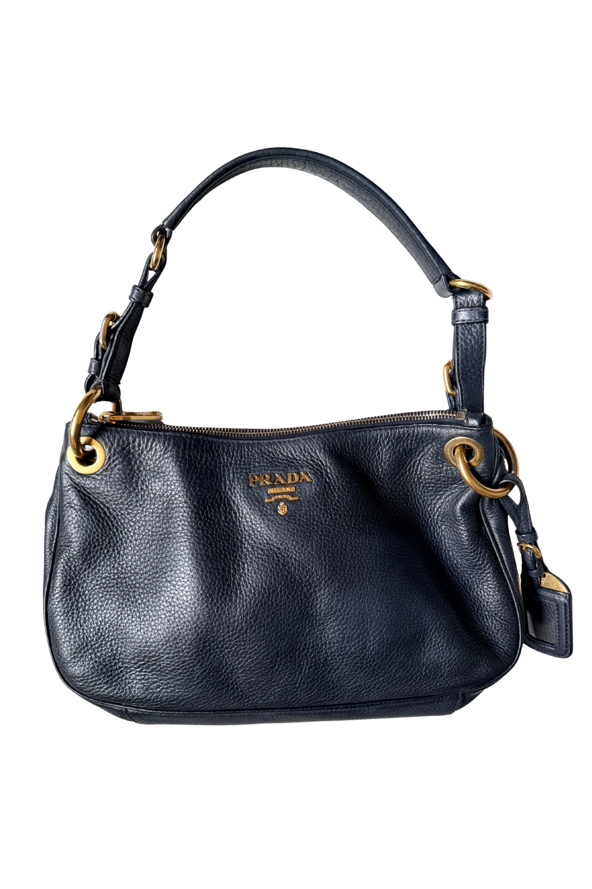 Prada Vitello Daino Black Leather Shoulder Bag
