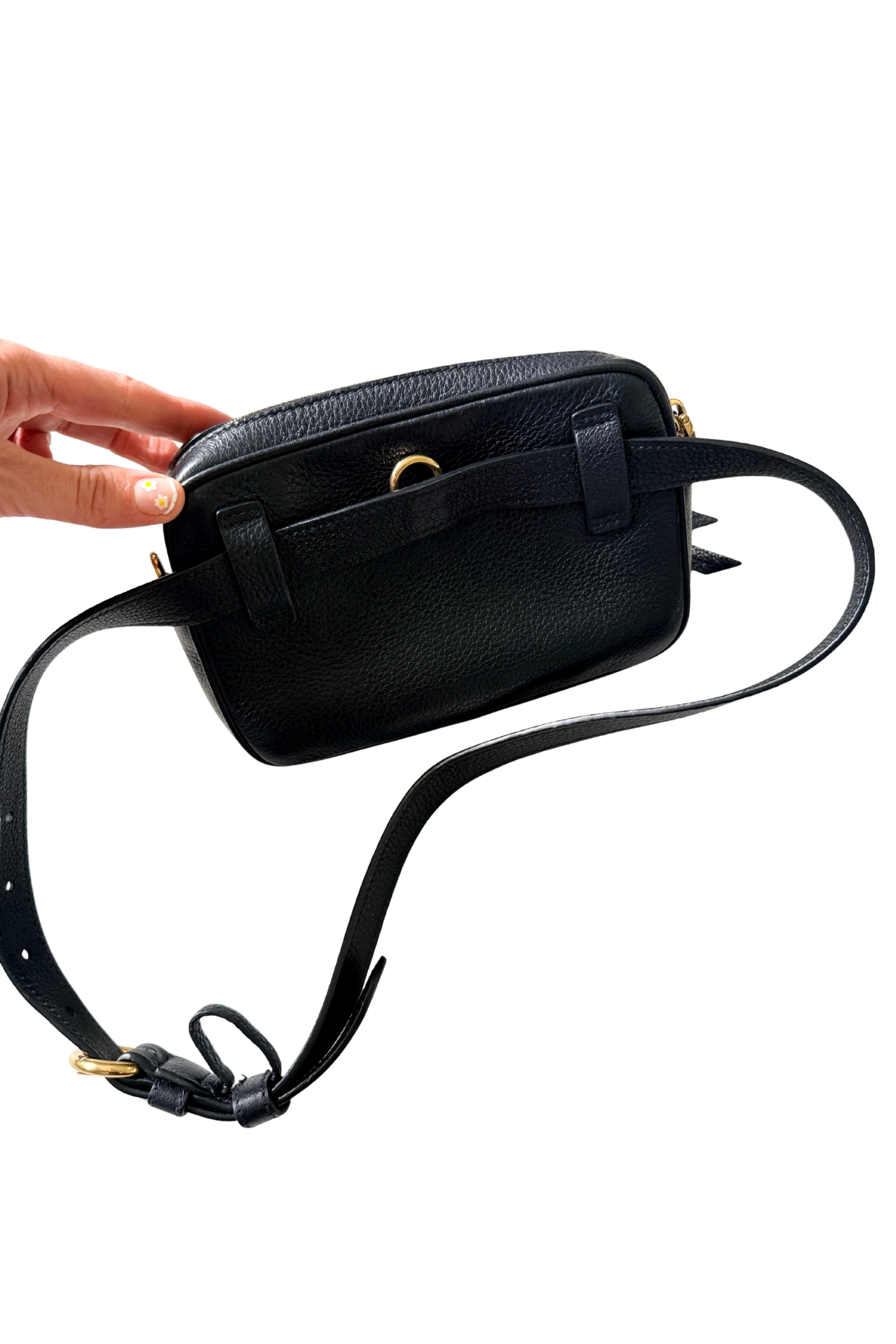 Prada Vitello Daino Black Leather Convertible Belt / Crossbody Bag