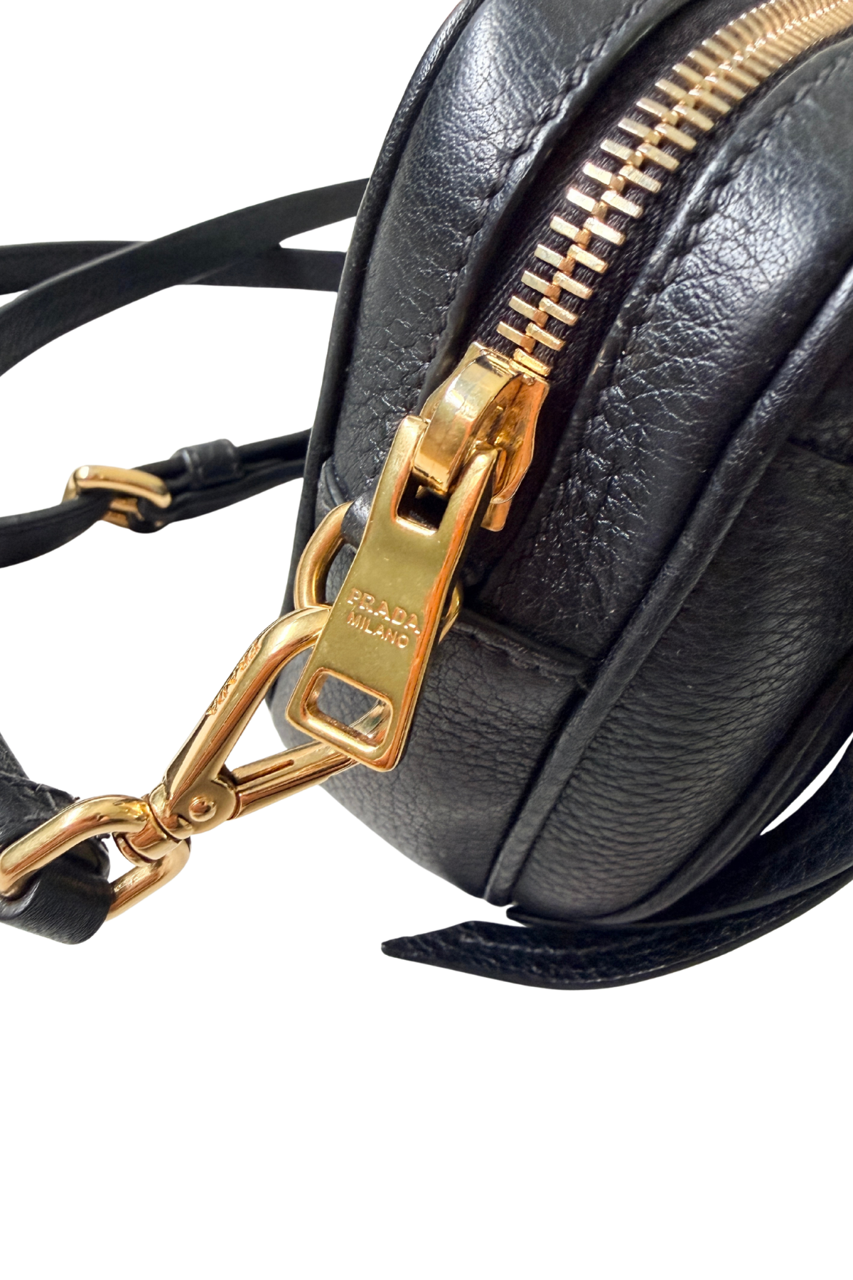 Prada Vitello Daino Black Leather Convertible Belt / Crossbody Bag