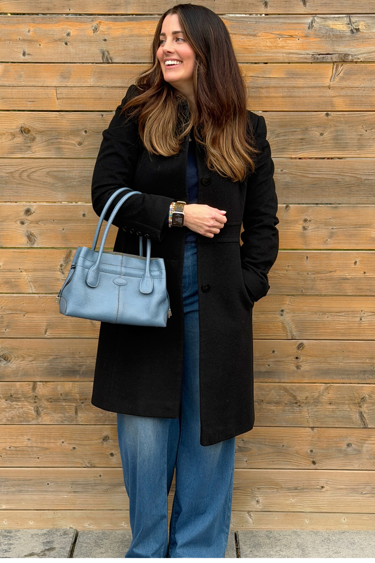 TOD’S Small D-Styling Pebbled Blue Calfskin Tote