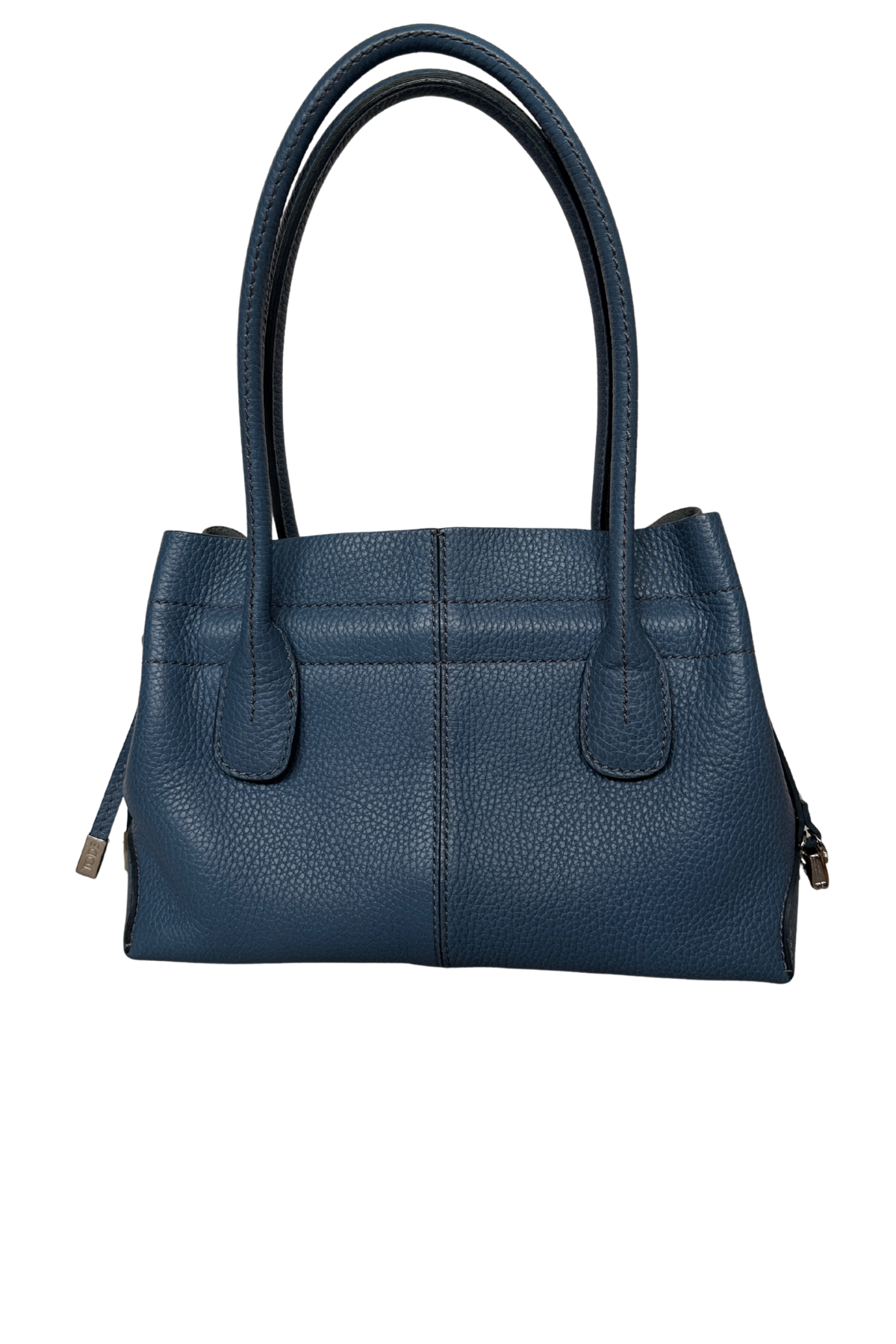 TOD’S Small D-Styling Pebbled Blue Calfskin Tote