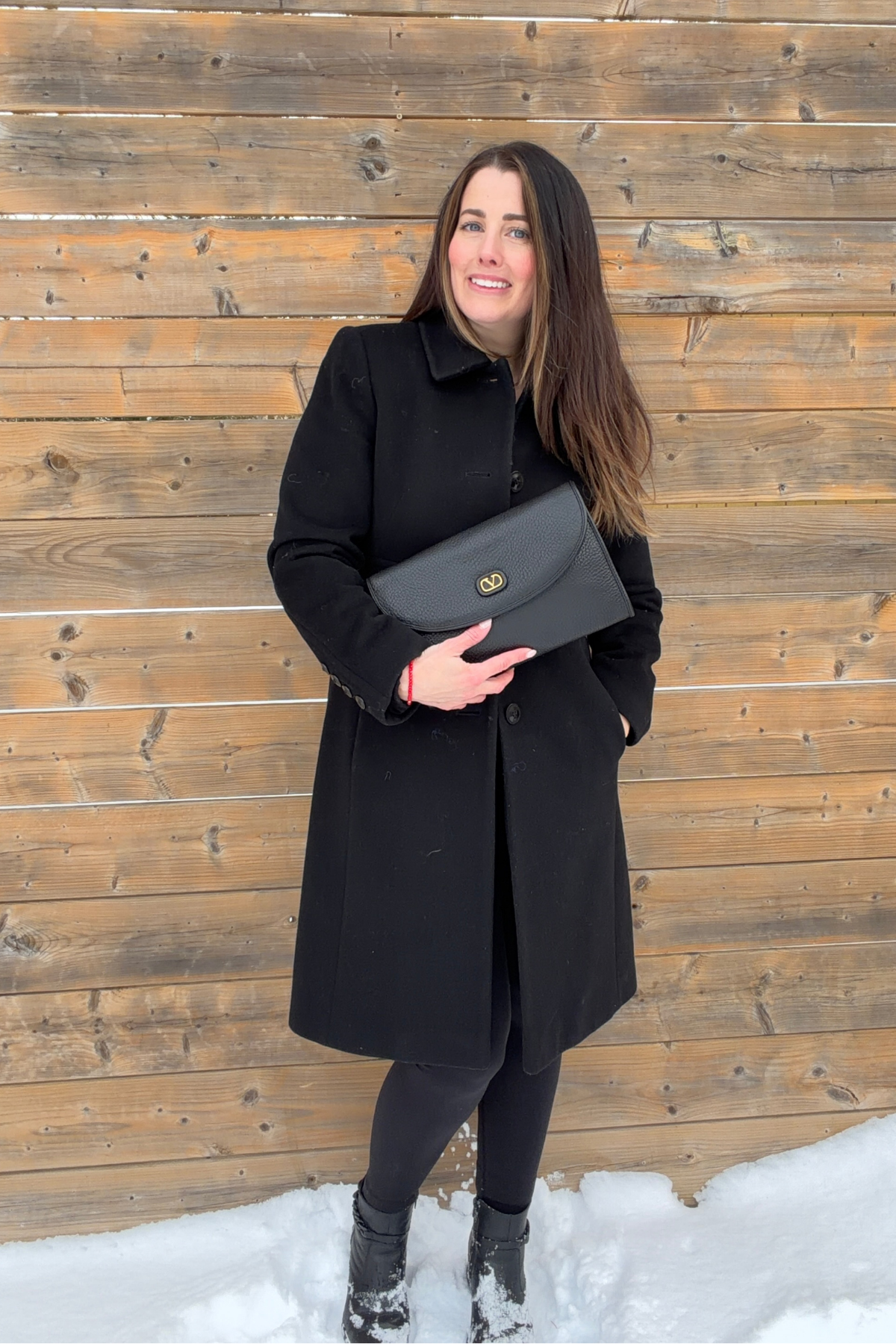 Valentino Garavani Pebbled Leather Clutch Shoulder Bag