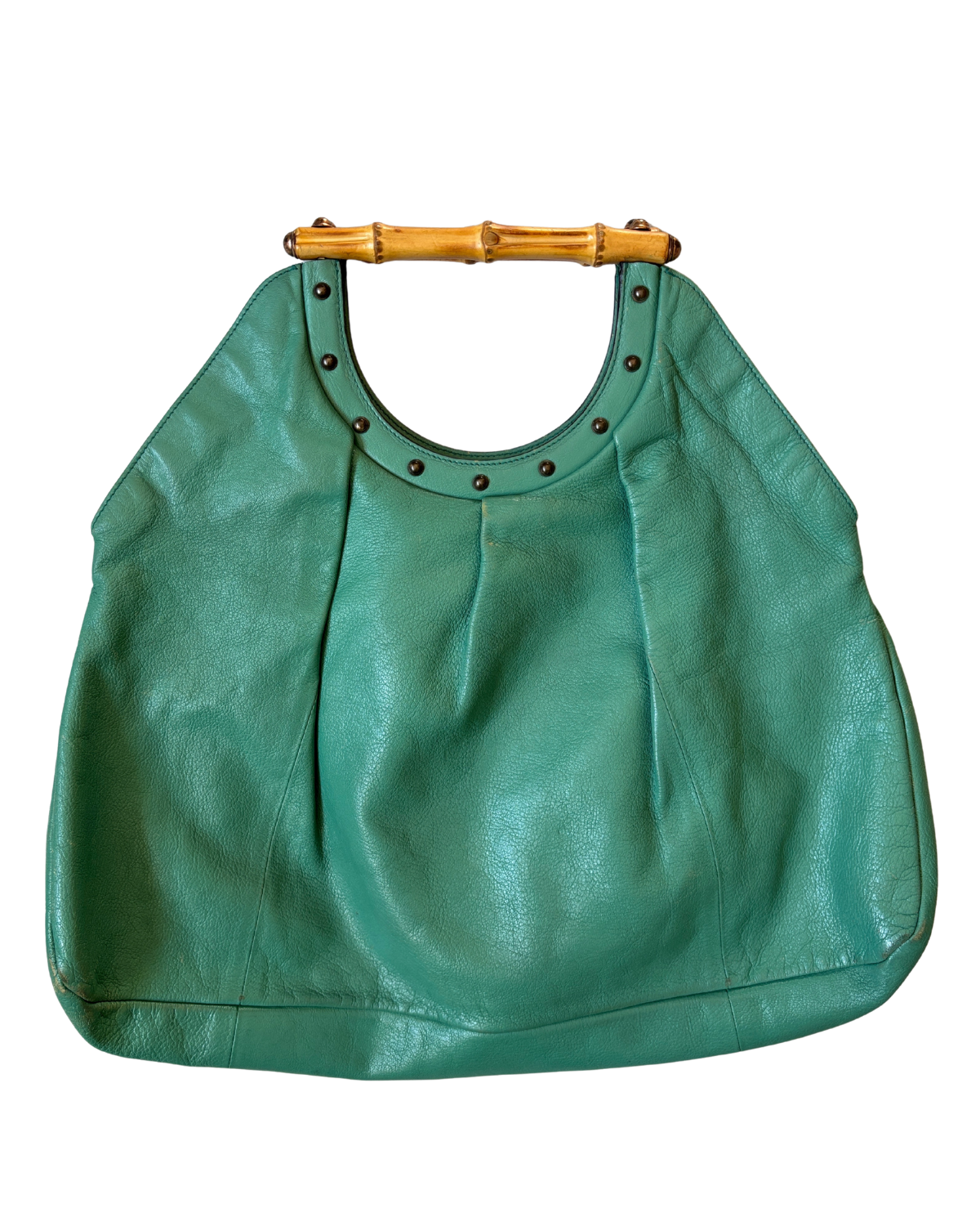 Gucci Vintage Green Tom Ford Bamboo Handle Hobo