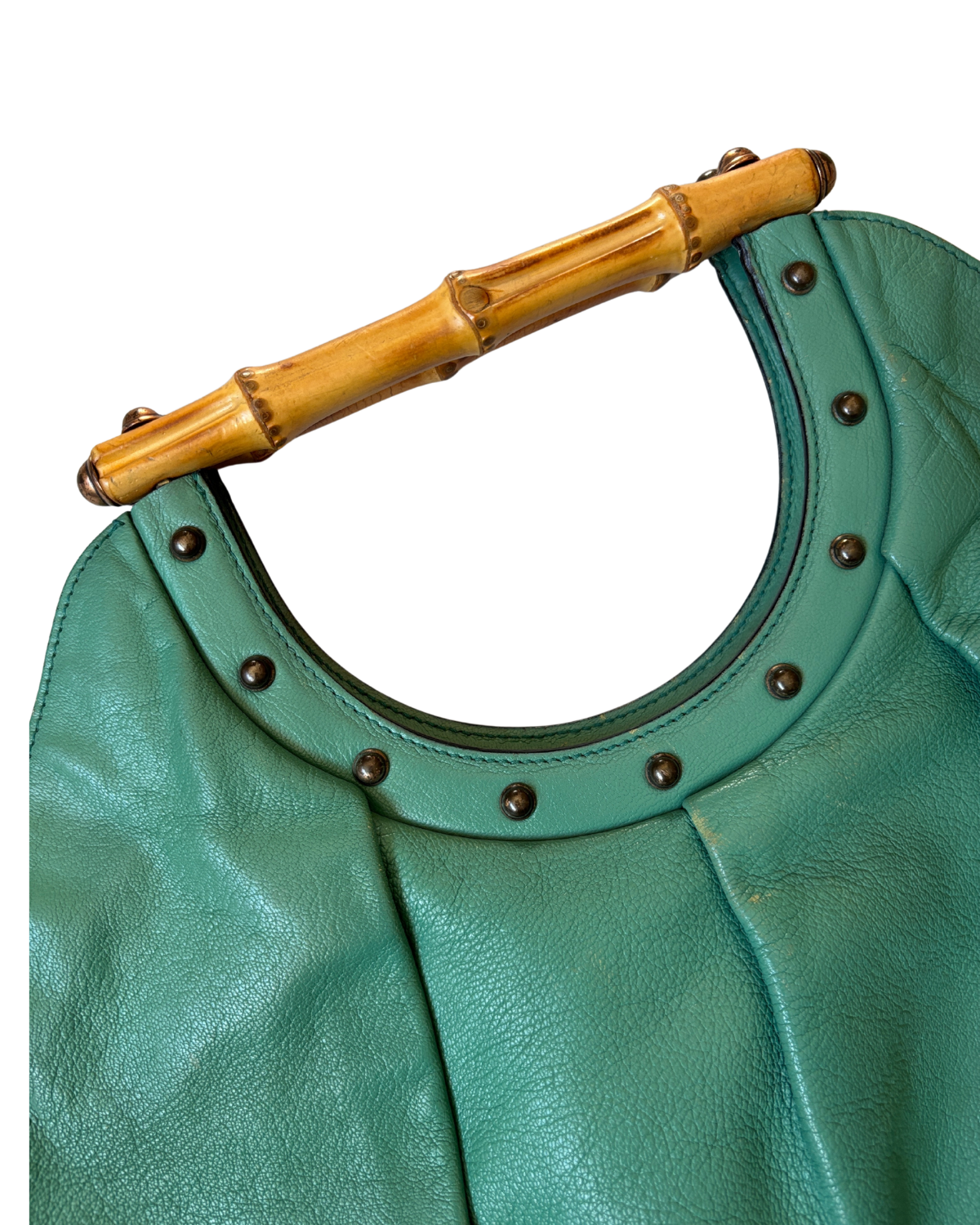 Gucci Vintage Green Tom Ford Bamboo Handle Hobo