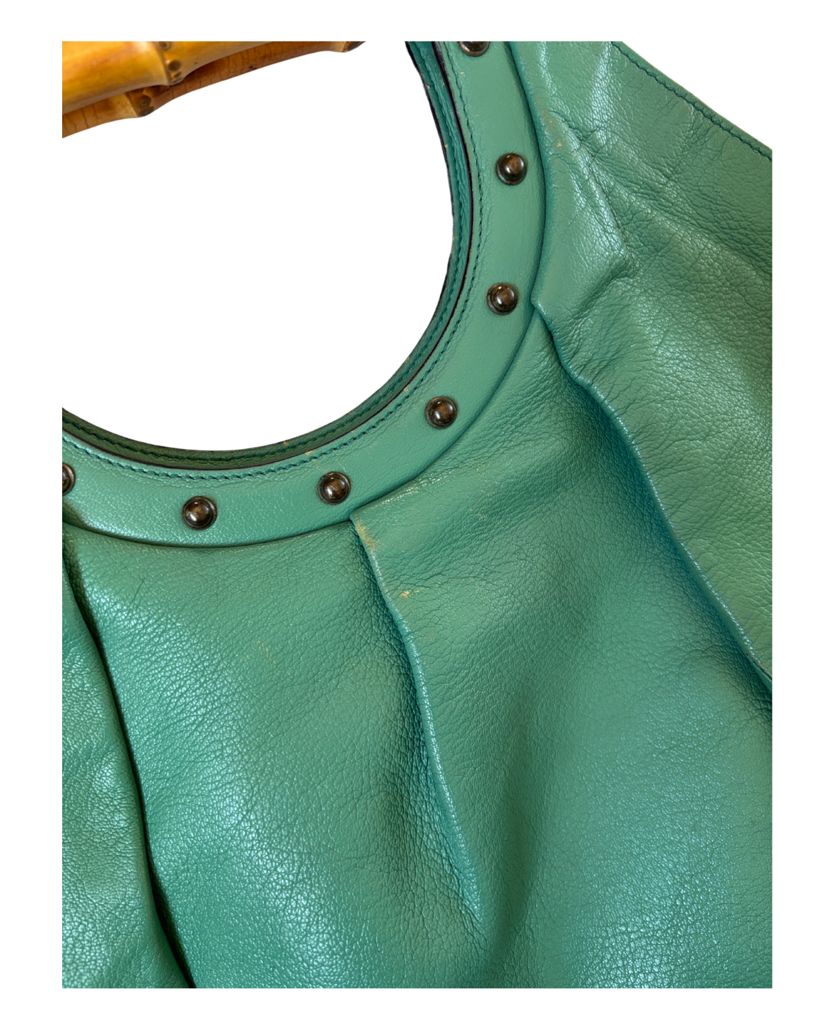 Gucci Vintage Green Tom Ford Bamboo Handle Hobo