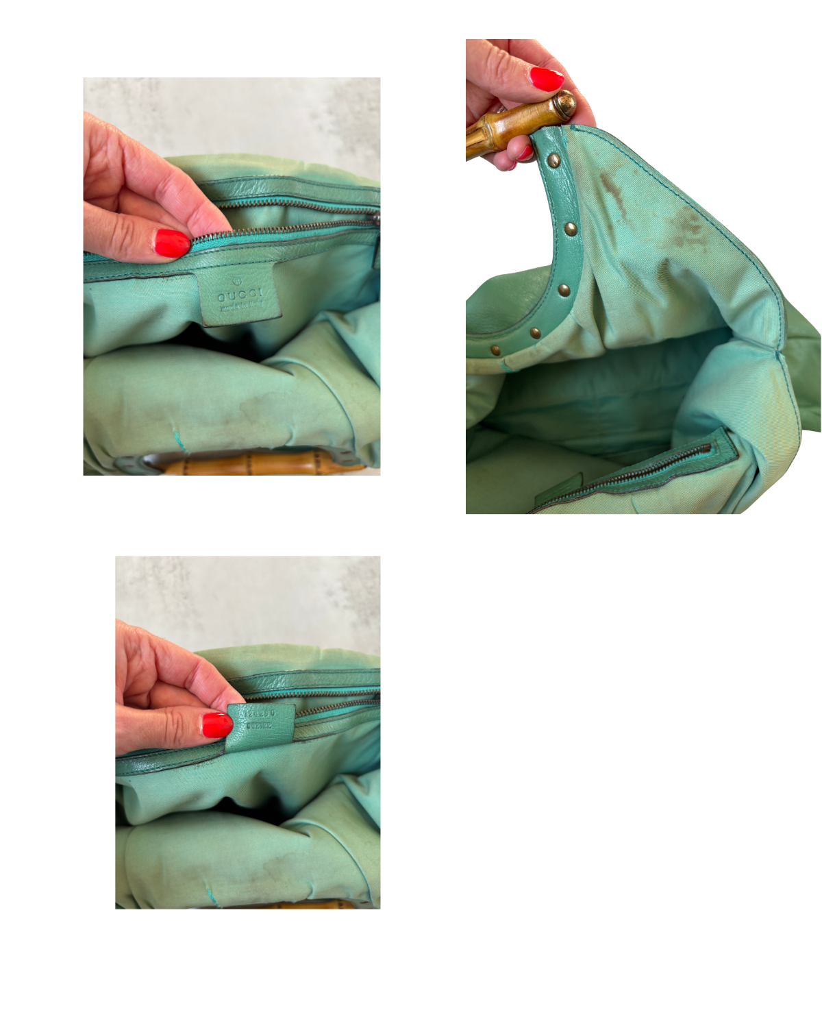 Gucci Vintage Green Tom Ford Bamboo Handle Hobo