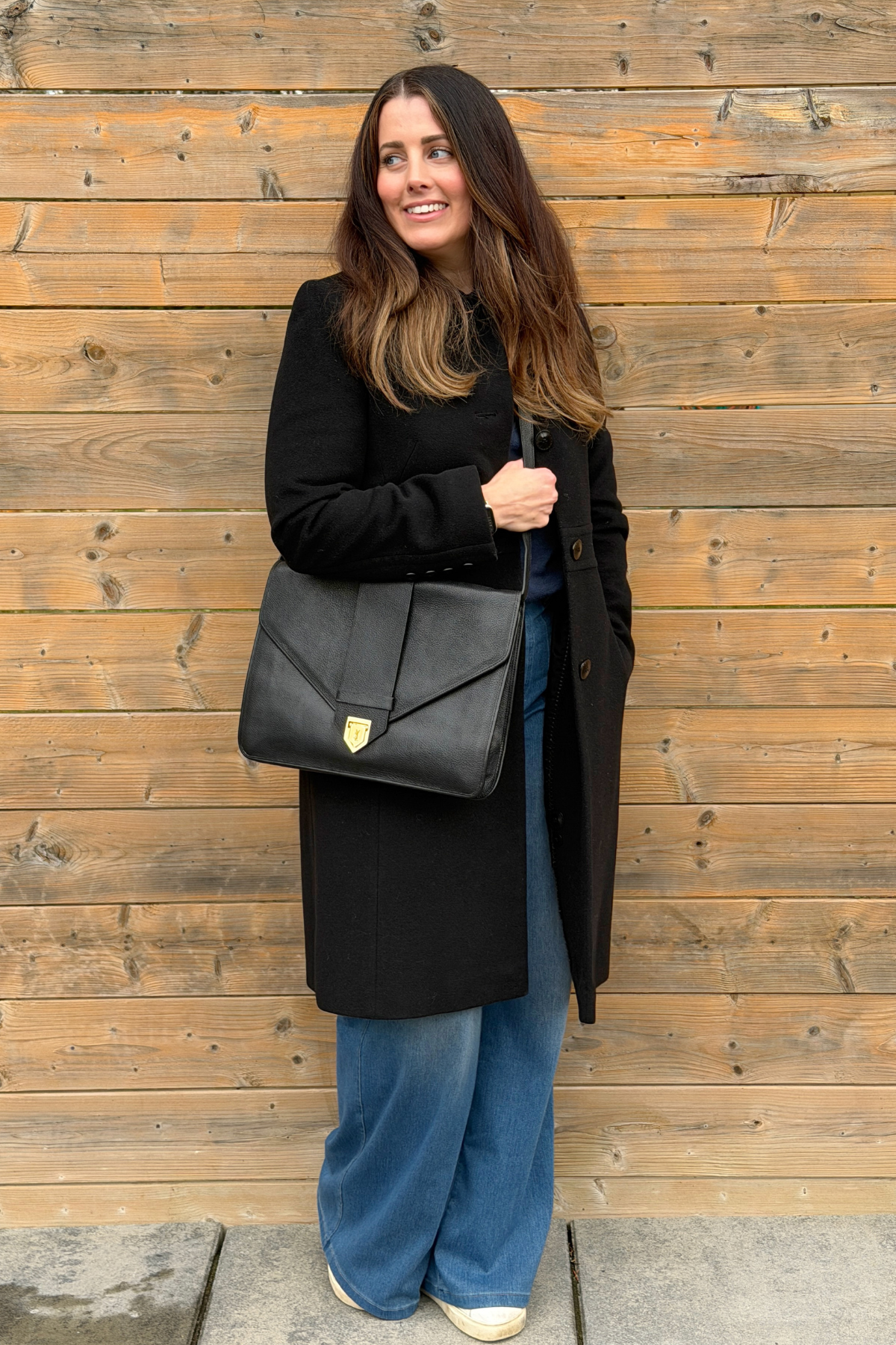 Vintage YSL Black Leather Shoulder / Portfolio Bag (90's)