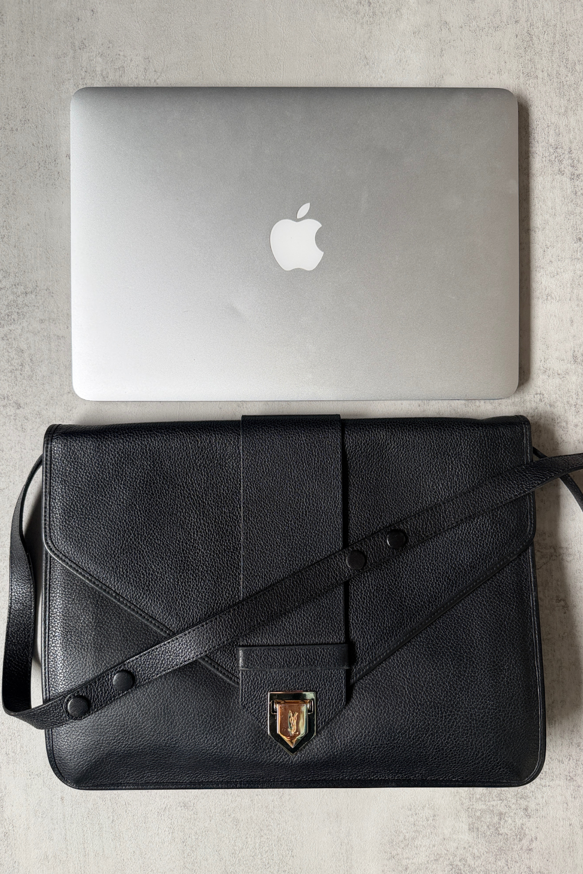Vintage YSL Black Leather Shoulder / Portfolio Bag (90's)