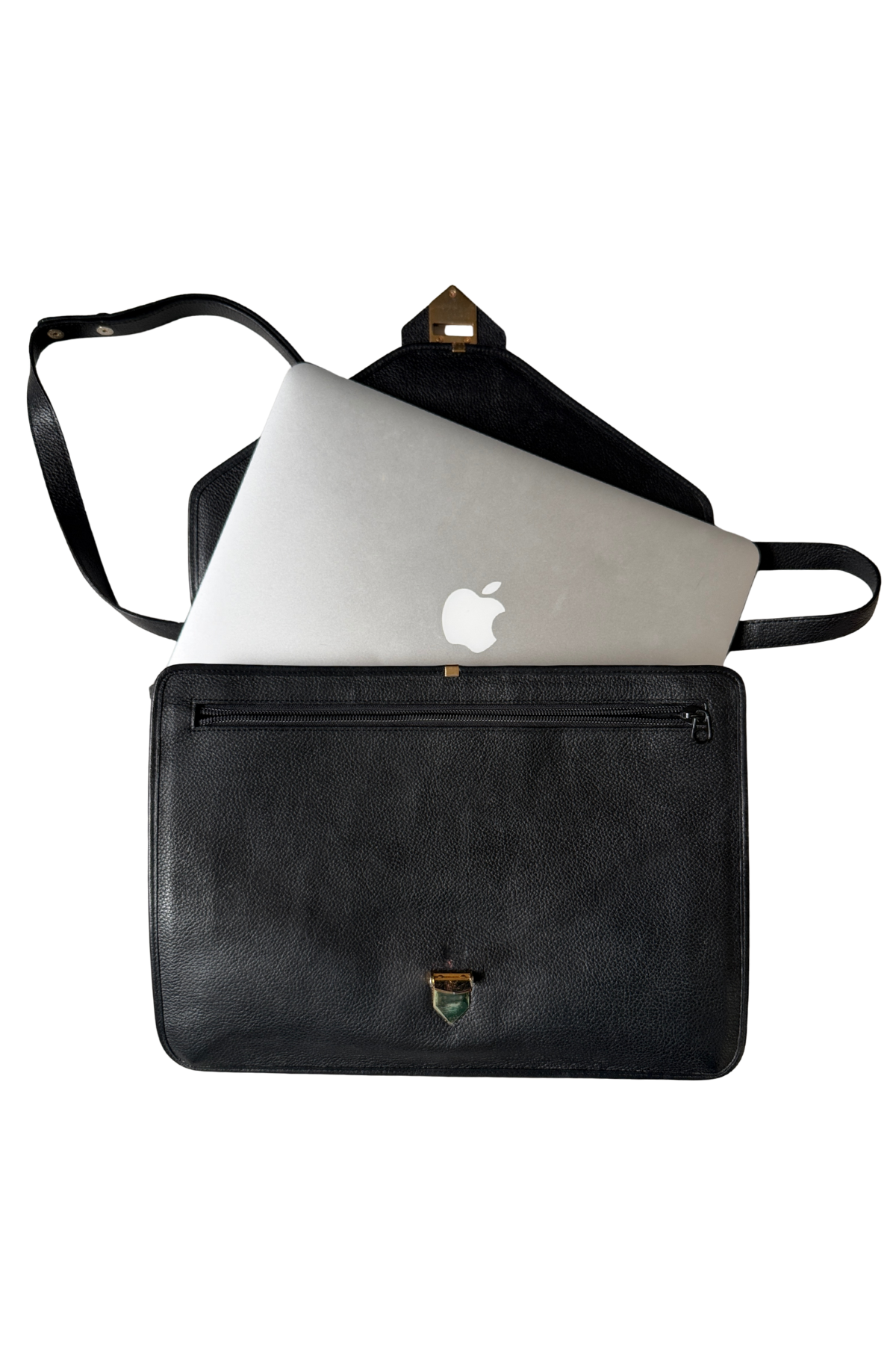 Vintage YSL Black Leather Shoulder / Portfolio Bag (90's)