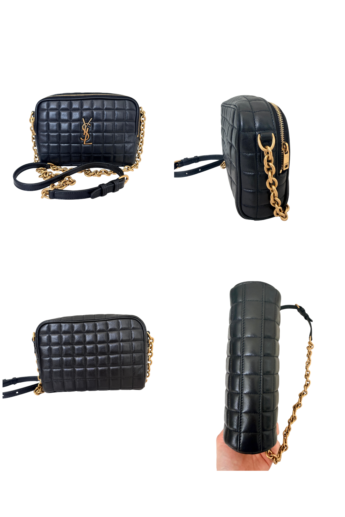 Saint Laurent Lambskin Quilted Matelassé Carré Mini Camera Bag