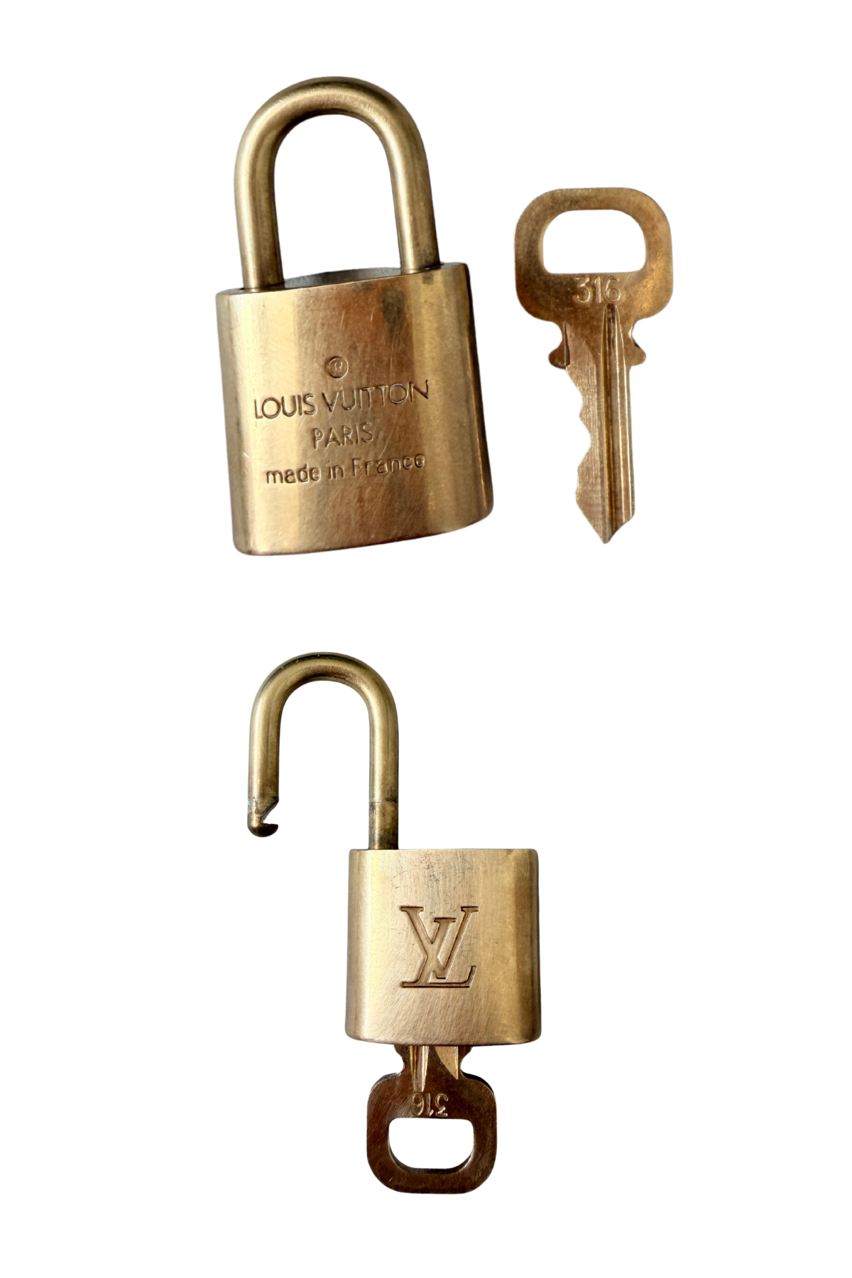 Louis Vuitton Vintage Brass Lock & Key #316-2