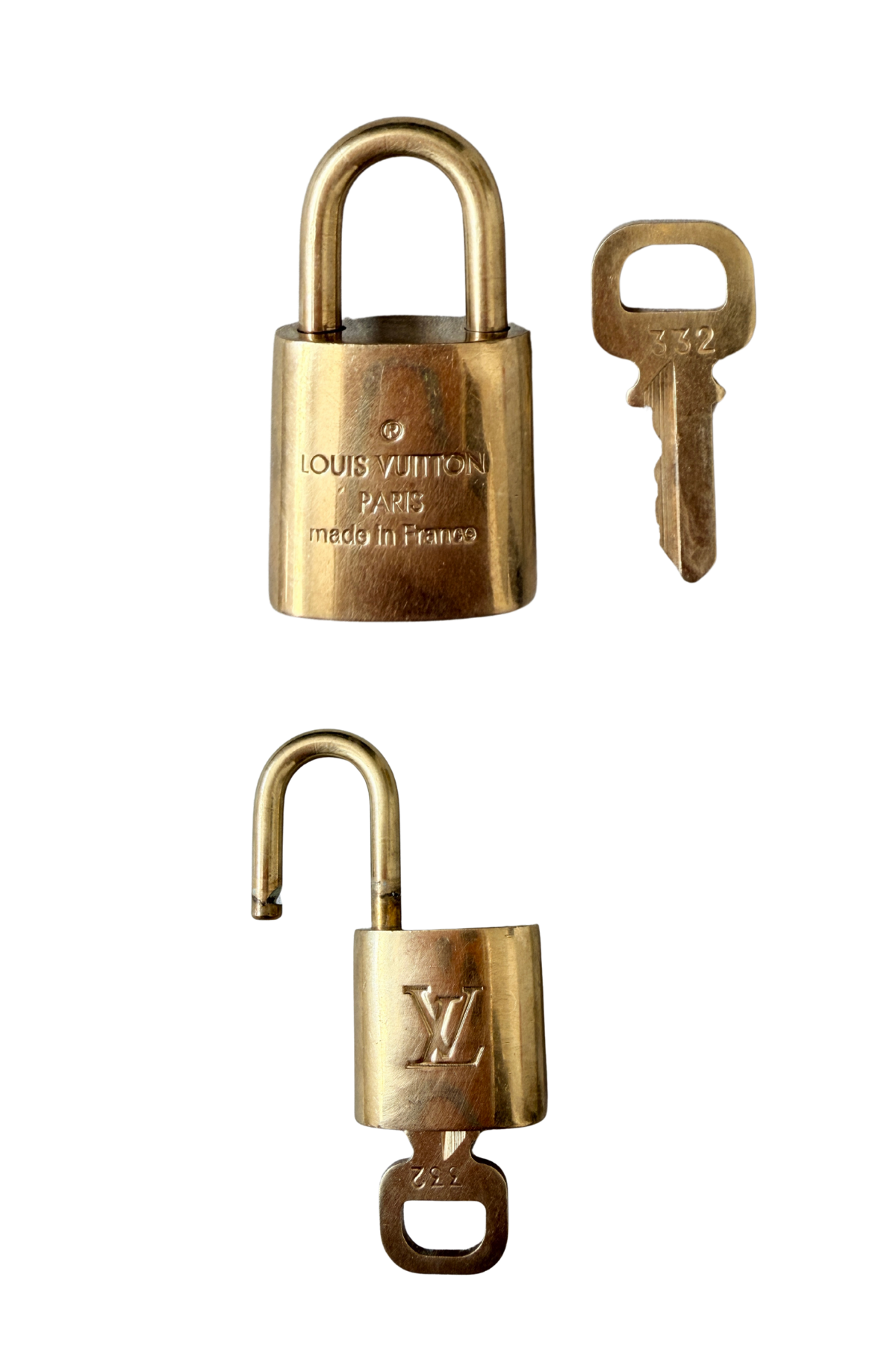 Louis Vuitton Vintage Brass Lock & Key #332