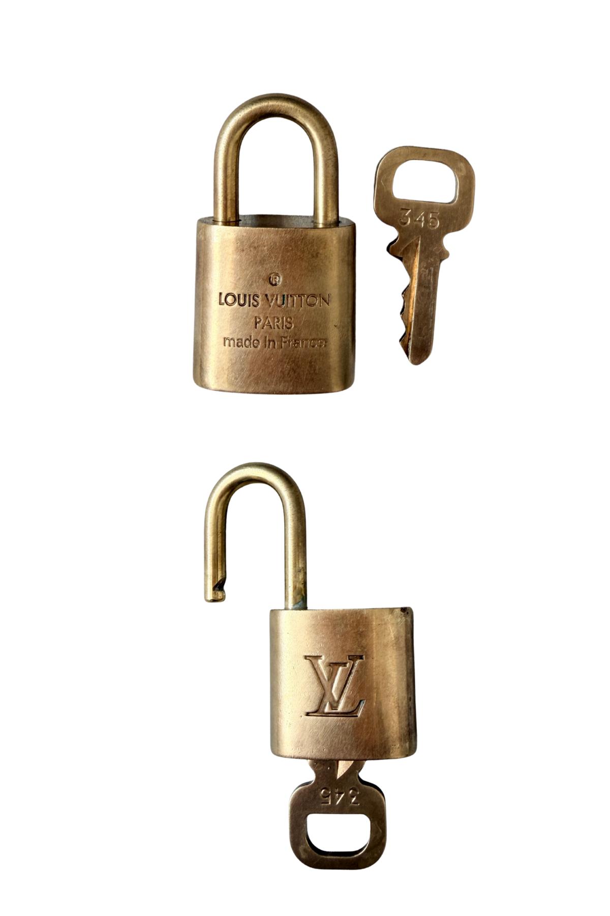 Louis Vuitton Vintage Brass Lock & Key #345